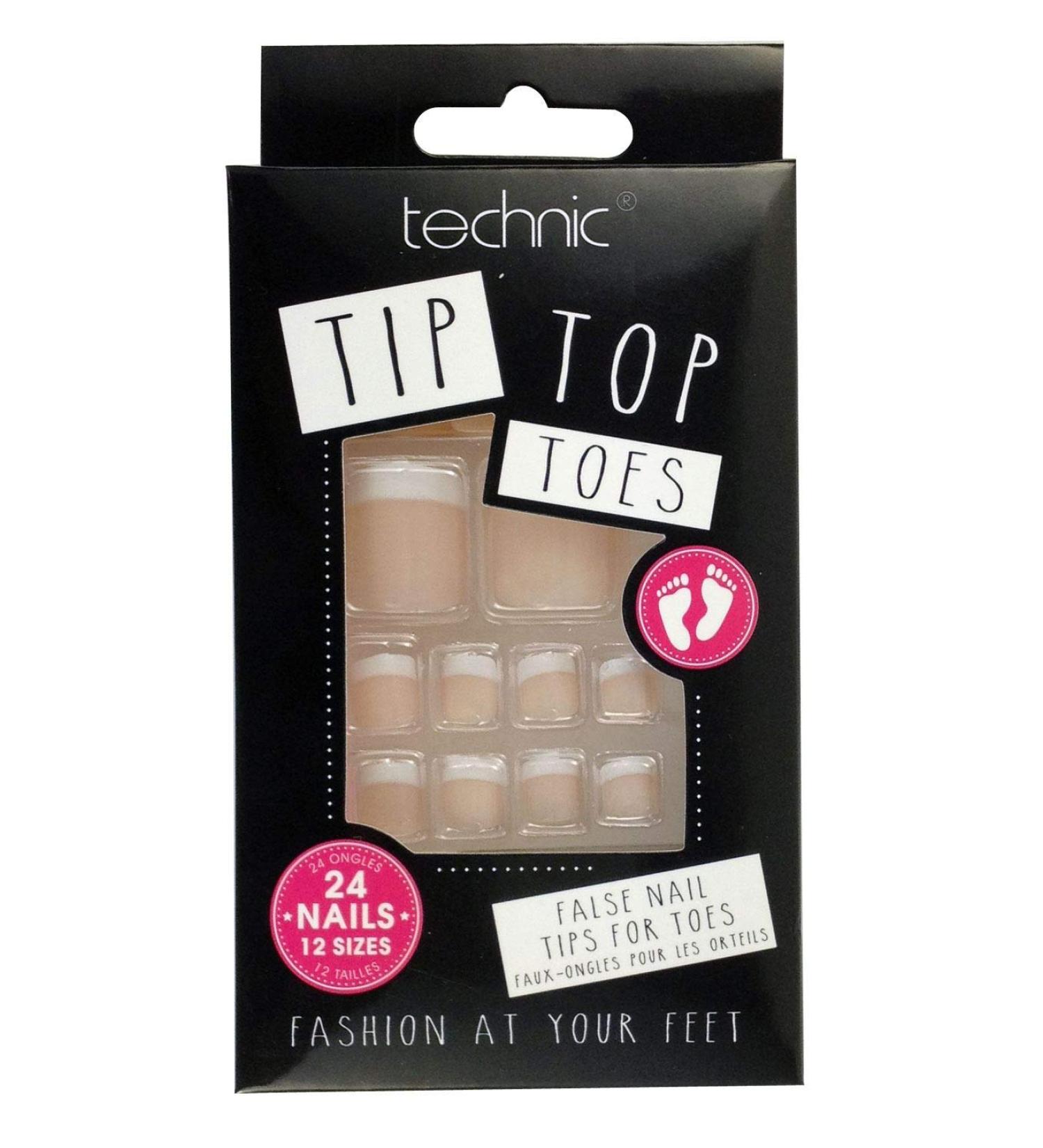 Technic Tip Top False Toe Nail Tips-Natural French COSTEC048