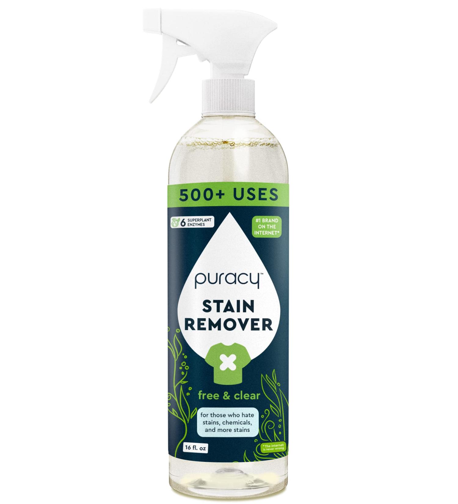 Puracy Stain Remover for Clothes - Enzyme-Based Laundry Pretreater Spray - 98.95% Natural - TikTok Favorite - 16 Oz - Buy Online on GoSupps.com