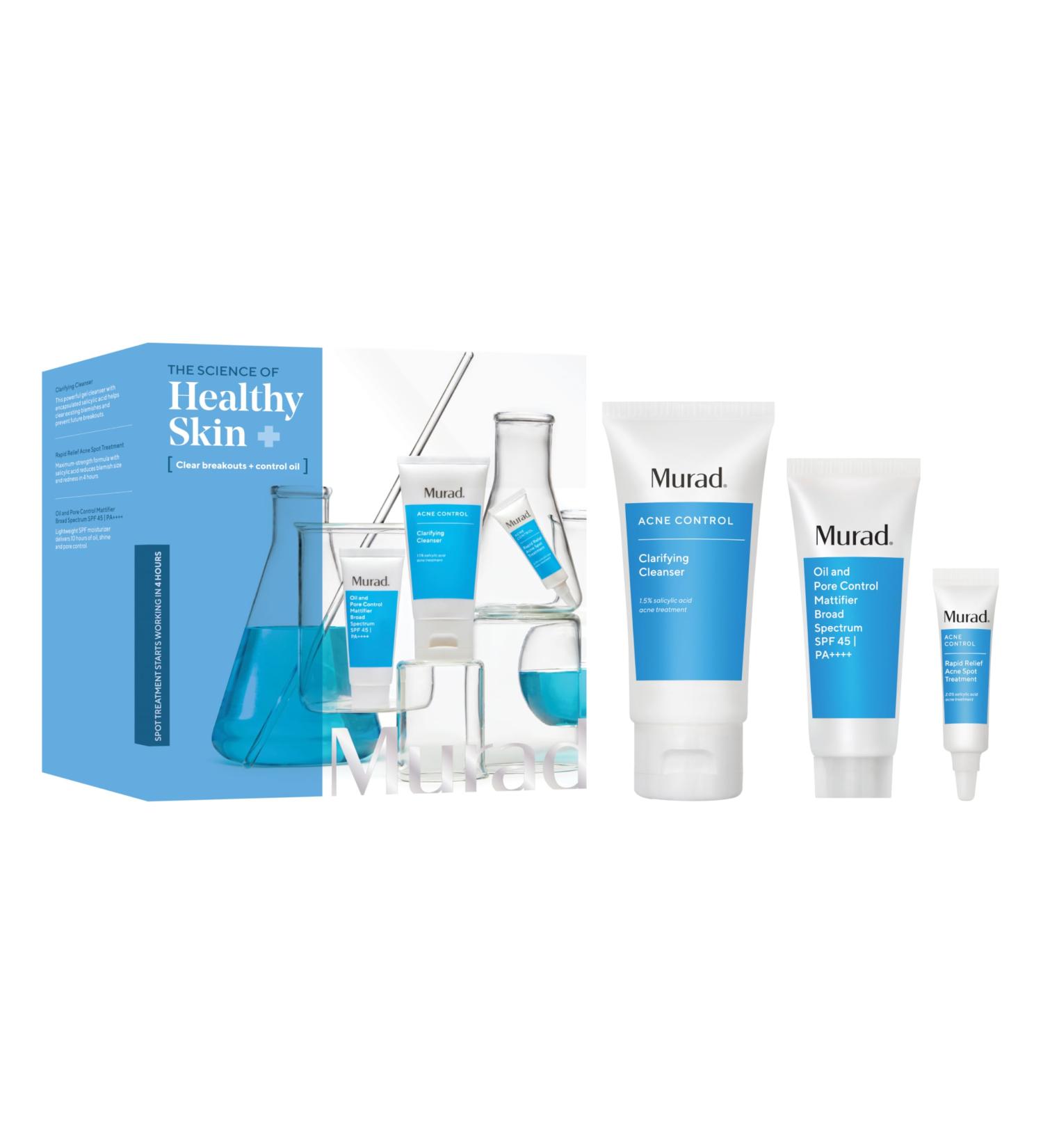 Murad Acne Trial Kit - Clear Breakouts + Control Oil | 3-Piece Set | Best Acne Treatment & Oil Control | Free Shipping Worldwide - Buy Online on GoSupps.com