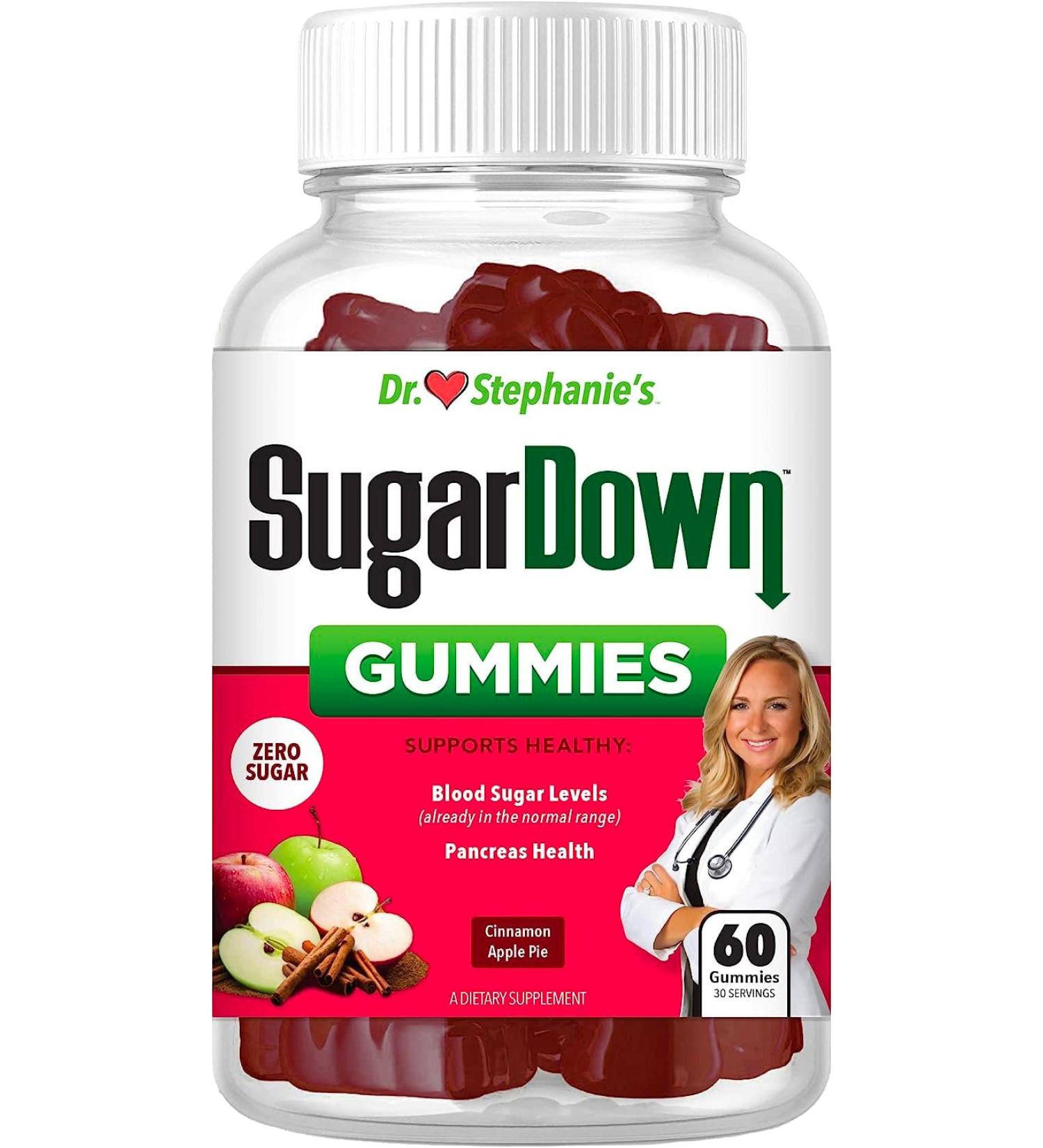 Pharmaganics Dr. Stephanie's SugarDown Gummies - Ceylon & Cassia Cinnamon Supplement - 0g Sugar - 60 Count - Buy Online on GoSupps.com