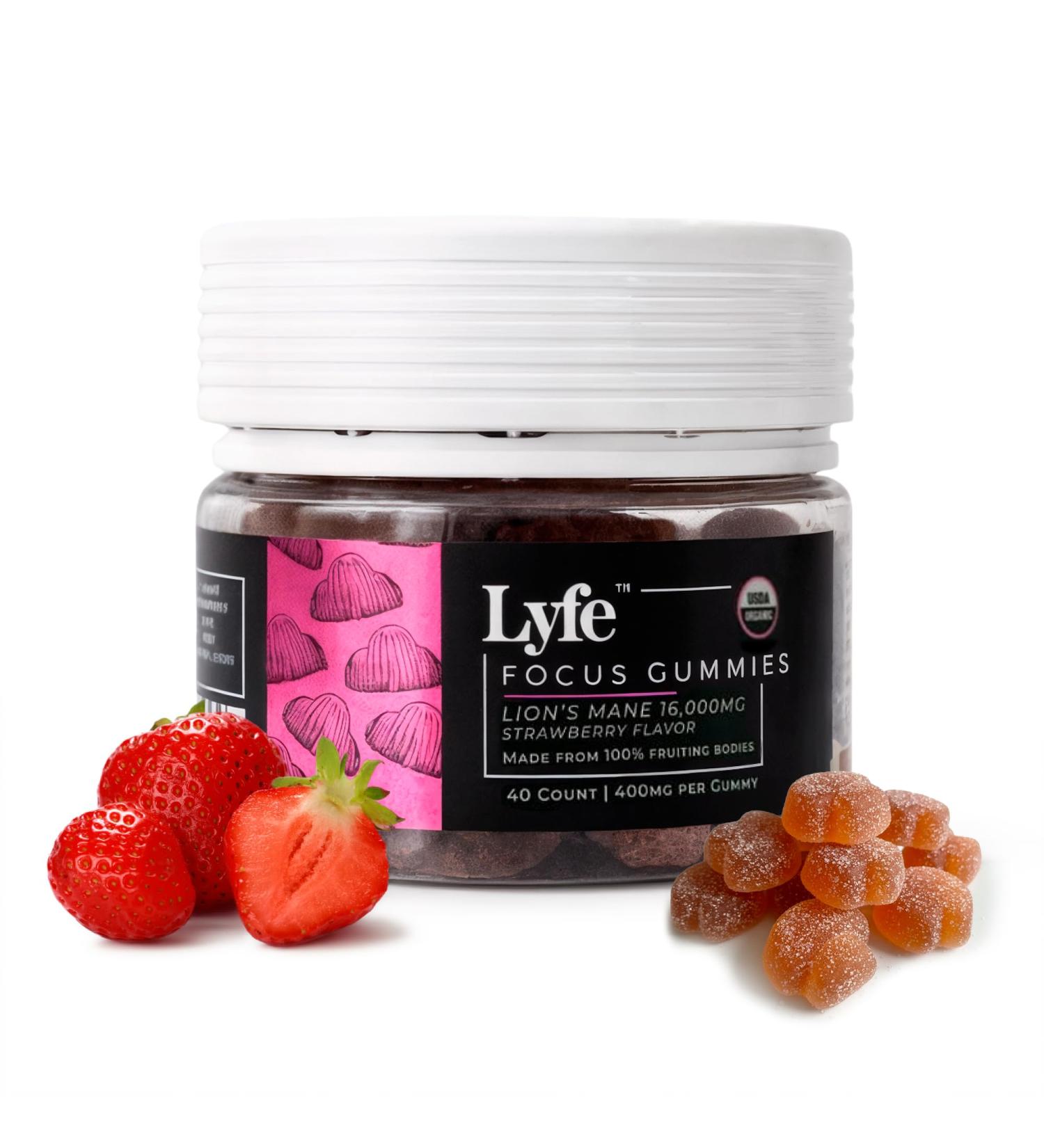 LYFE Functional Mushroom Gummies Strawberry Flavor (40 Count) Lion s Mane Extract Supplement for Focus Memory & Clarity Plant-Based Gummies for Concentration Mood Balance & Daily Wellness Support - Buy Online on GoSupps.com