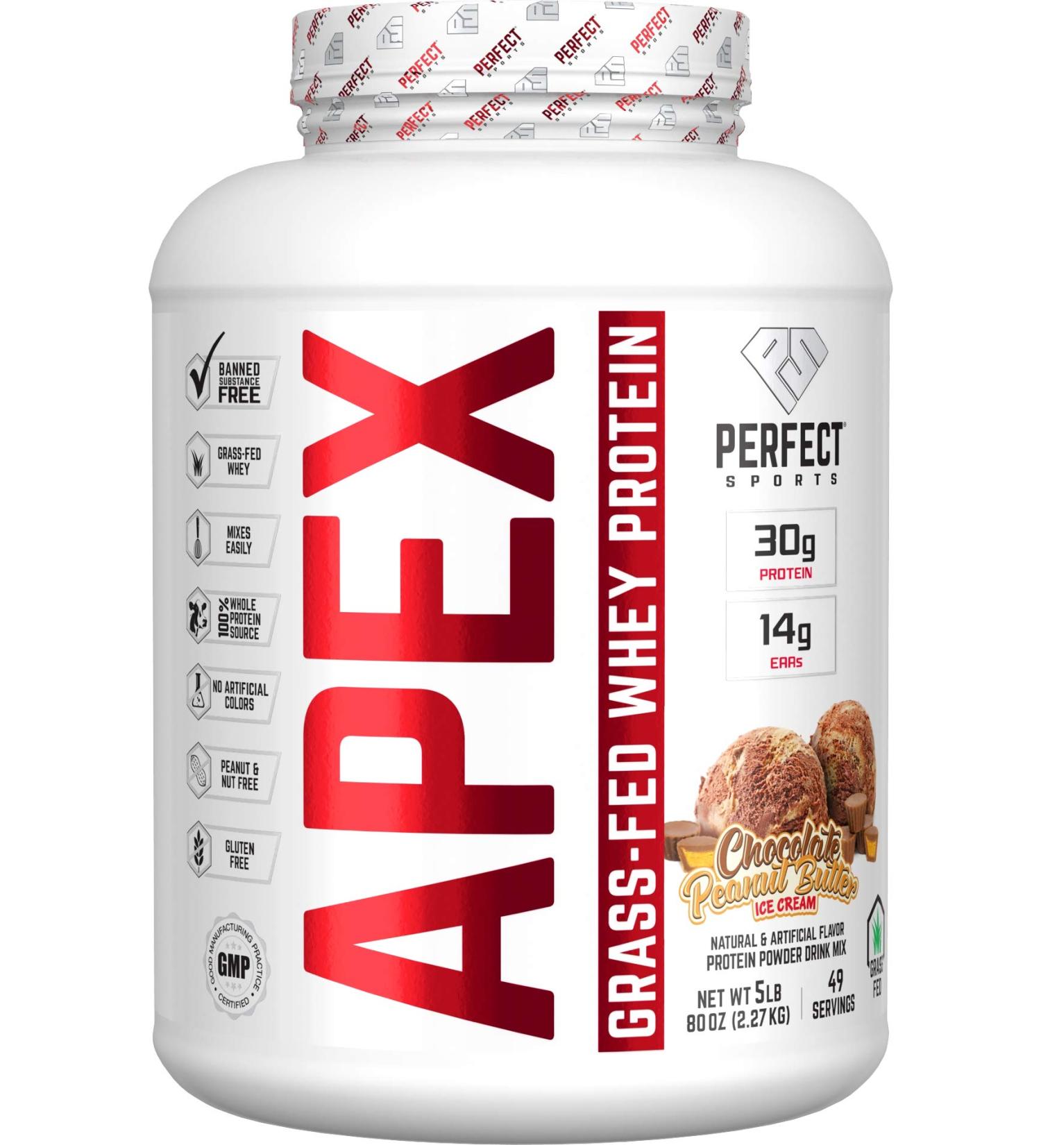 Buy PERFECT Sports APEX Grass-Fed 100% Pure Whey Protein 5LB - Chocolate Peanut Butter - Premium Quality Worldwide Shipping - Buy Online on GoSupps.com