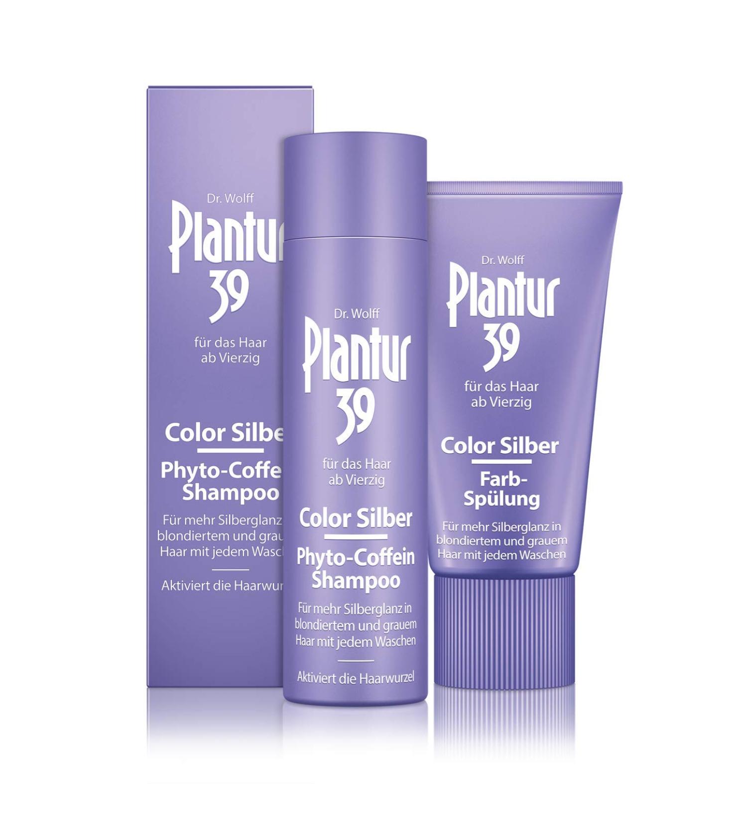 Plantur 39 Color Silver Shampooing la caf ine la caf ine 250 ml + apr s-shampoing de couleur 150 ml Pour plus de brillance argent e dans les cheveux blonds et gris | Contre la chute des cheveux