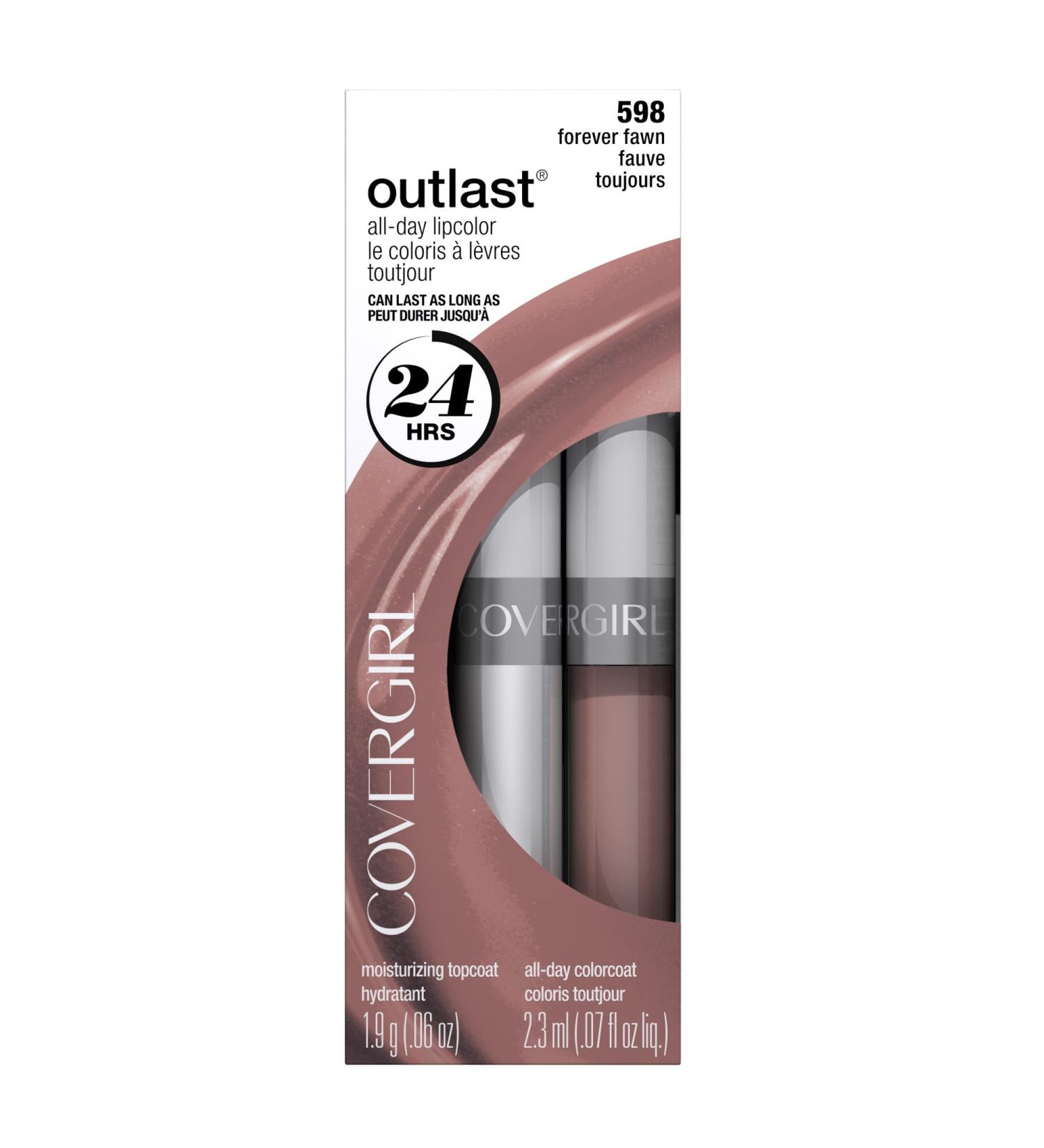 CoverGirl Outlast All Day Two Step Lipcolor  Forever Fawn 598  0.13 Ounce Forever Fawn 598 2 Count (Pack of 1)