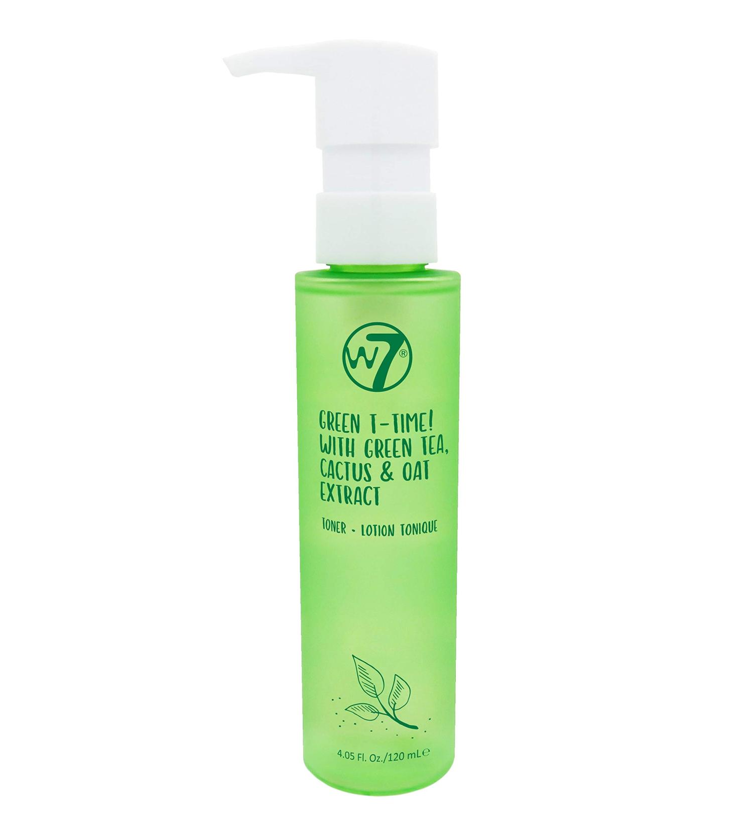 W7 Green T-Time Face Toner - Green Tea and Natural Extracts - Oil & Pore Reduction Facial Toner