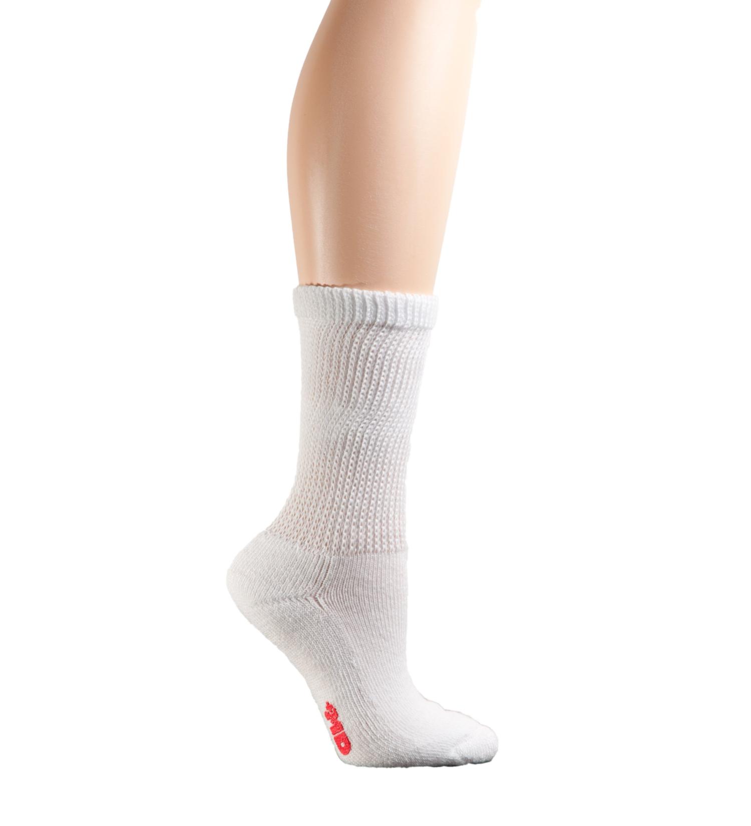 MD USA Premium Seamless Comfort Diabetic Crew Socks White Medium