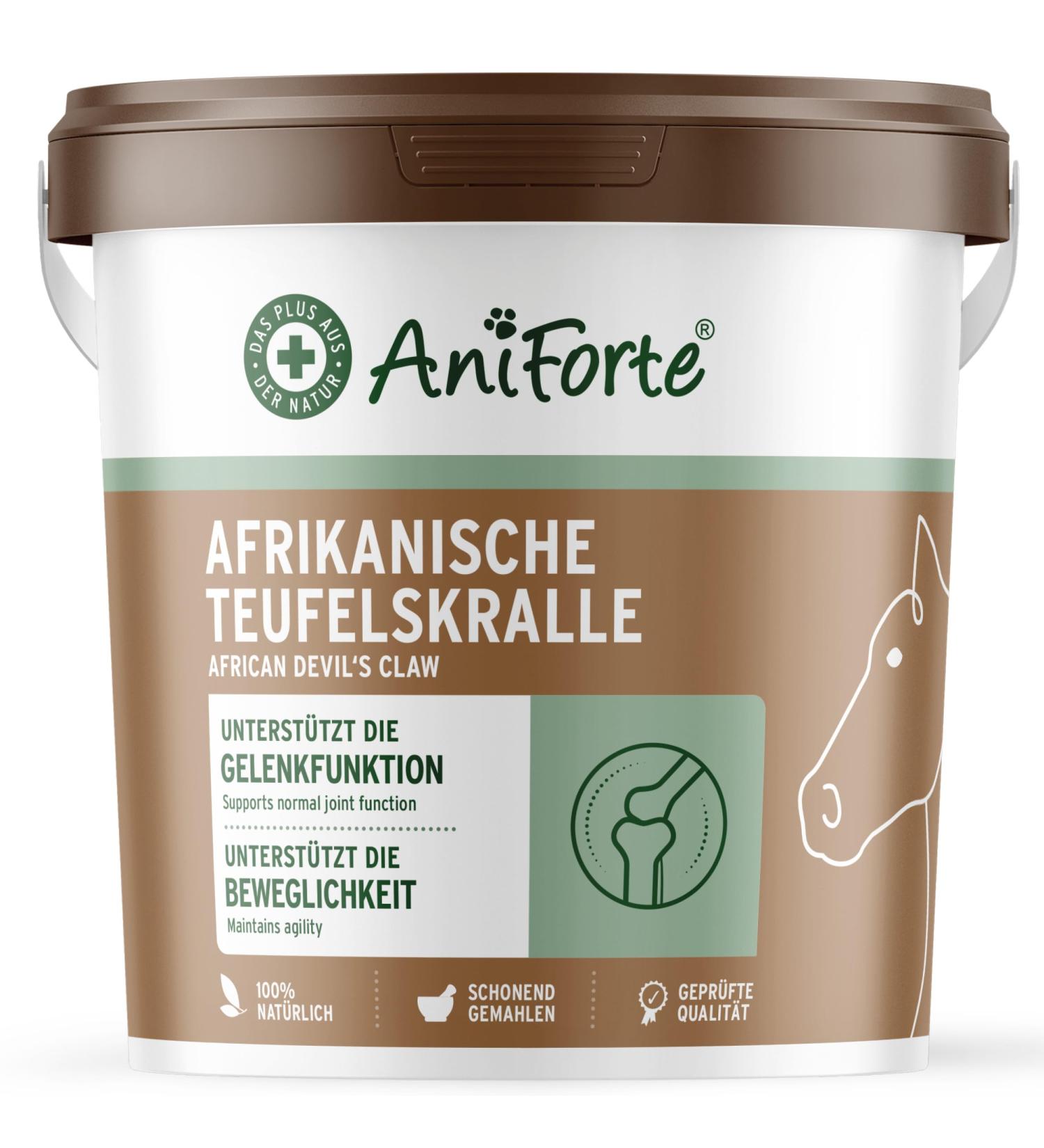AniForte Active Devil's Claw Joint Powder for Horses 1kg - Devil's Claw Powder for Tendons and Ligaments Supports Mobility and Joint Function - Buy Online on GoSupps.com