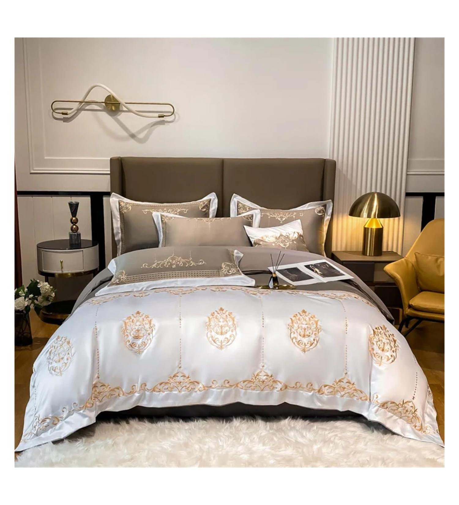 Embroidery Series Premium Cotton Duvet Cover Queen King Bedding Set Comforter Cover Pillowcases Bed Sheet Soft (D Queen) - Buy Online on GoSupps.com