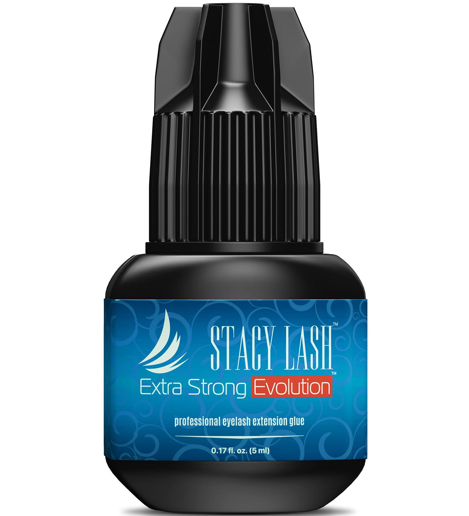 Stacy Lash Extra Strong Evolution Eyelash Extension Glue - 1-2 Sec Drying Time - 8 Weeks Retention - Professional Use Only - Black Adhesive - 0.17 Fl Oz - Buy Online on GoSupps.com