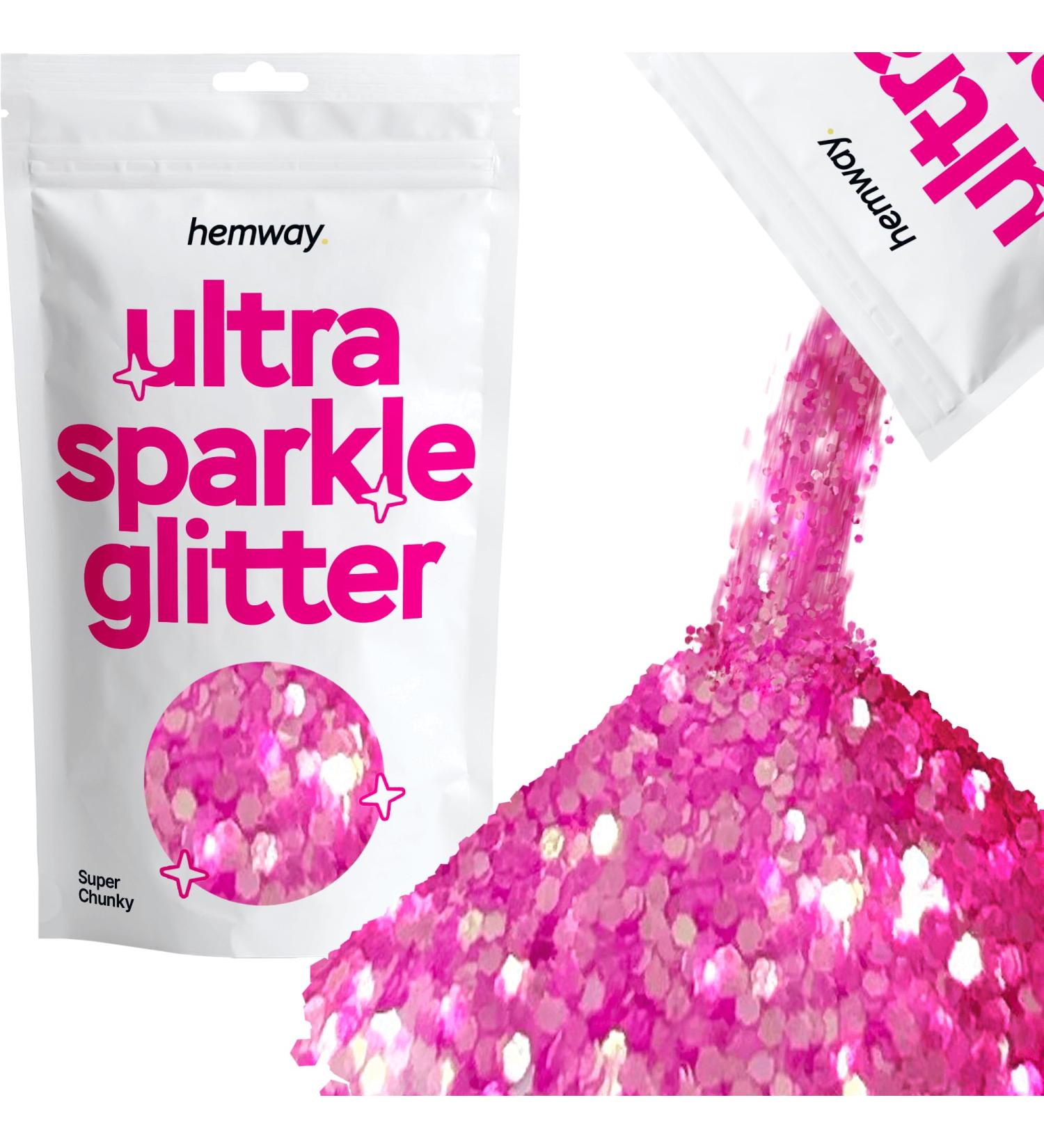 Hemway Premium Ultra Sparkle Baby Pink Iridescent Glitter - Multi-Purpose Metallic Flake for Arts Cosmetics Resin and Festivals - Super Chunky 100g - Buy Online on GoSupps.com