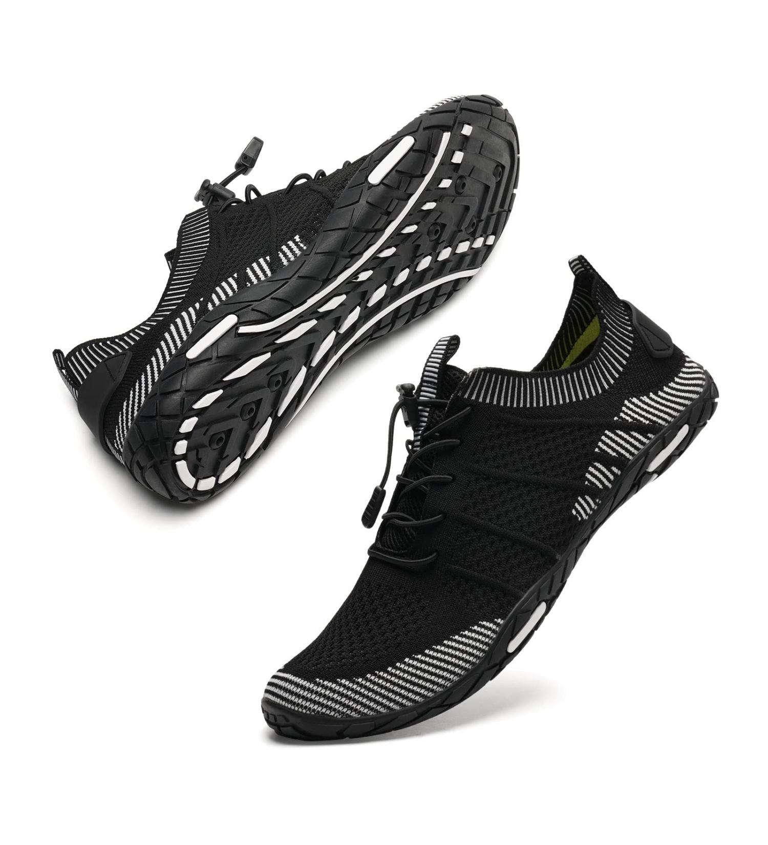 Men's & Women's Bathing Shoes - Barefoot Water Shoes for Beach Surfing Diving & Fitness - EU Size 44 - Black & White - Buy Online on GoSupps.com