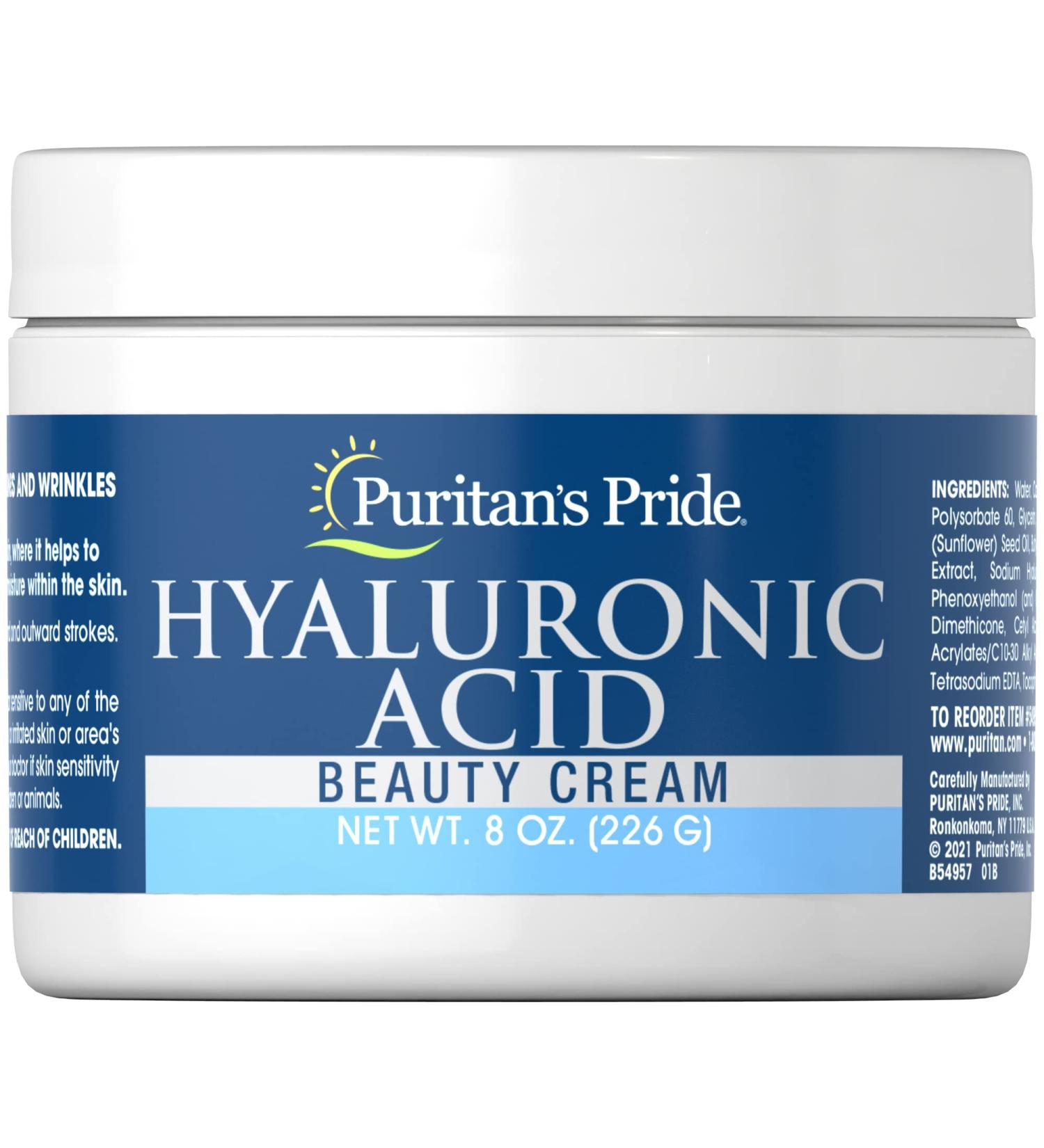 Puritan's Pride Hyaluronic Acid Cream - 8 oz | Moisturizing Anti-Aging Formula - Buy Online on GoSupps.com