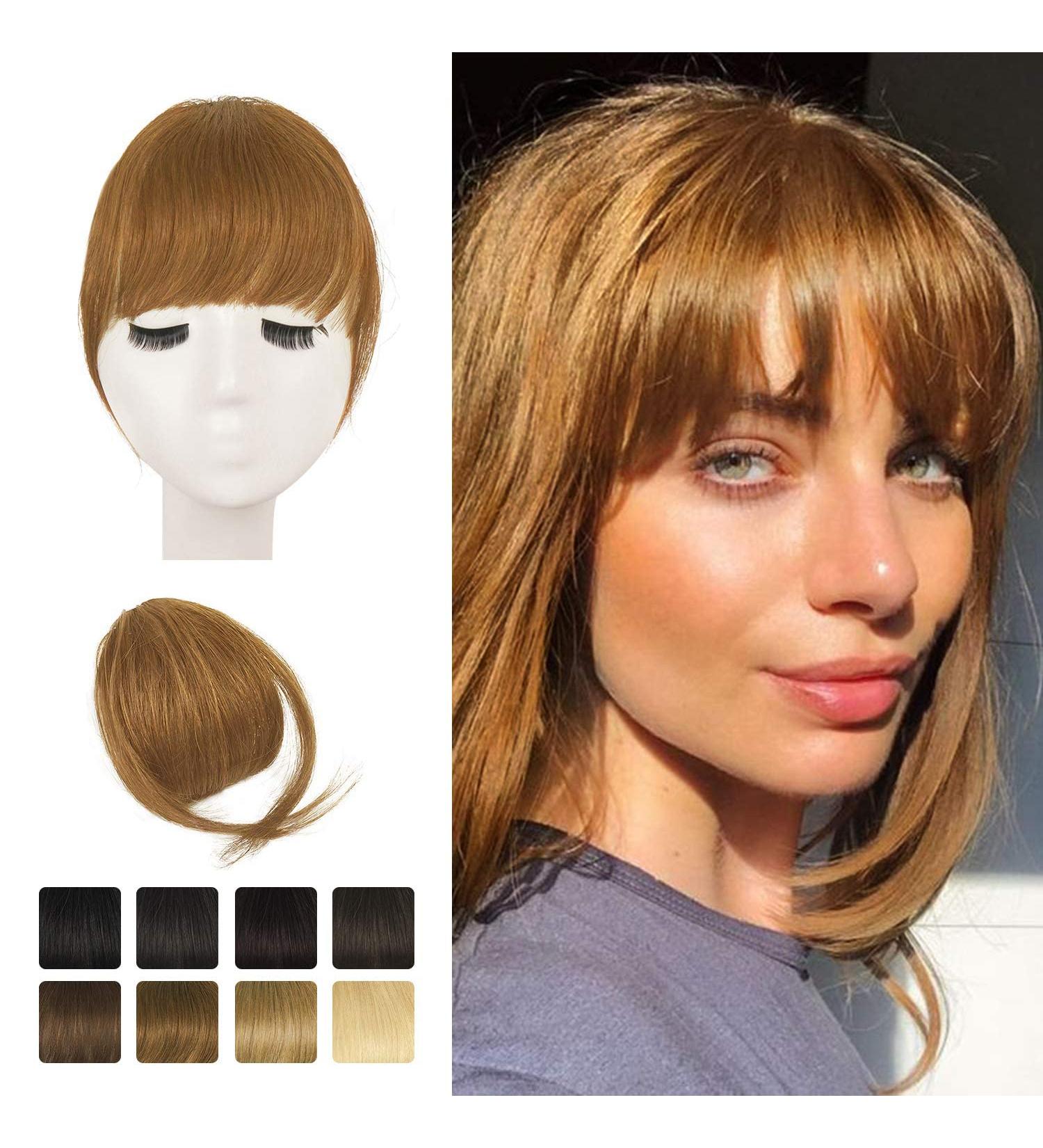 BARSDAR Clip in Fringe Human Hair 100% Real Hair French Bangs - Light Brown | Washable & Dye-able - Pack of 1 - Buy Online on GoSupps.com