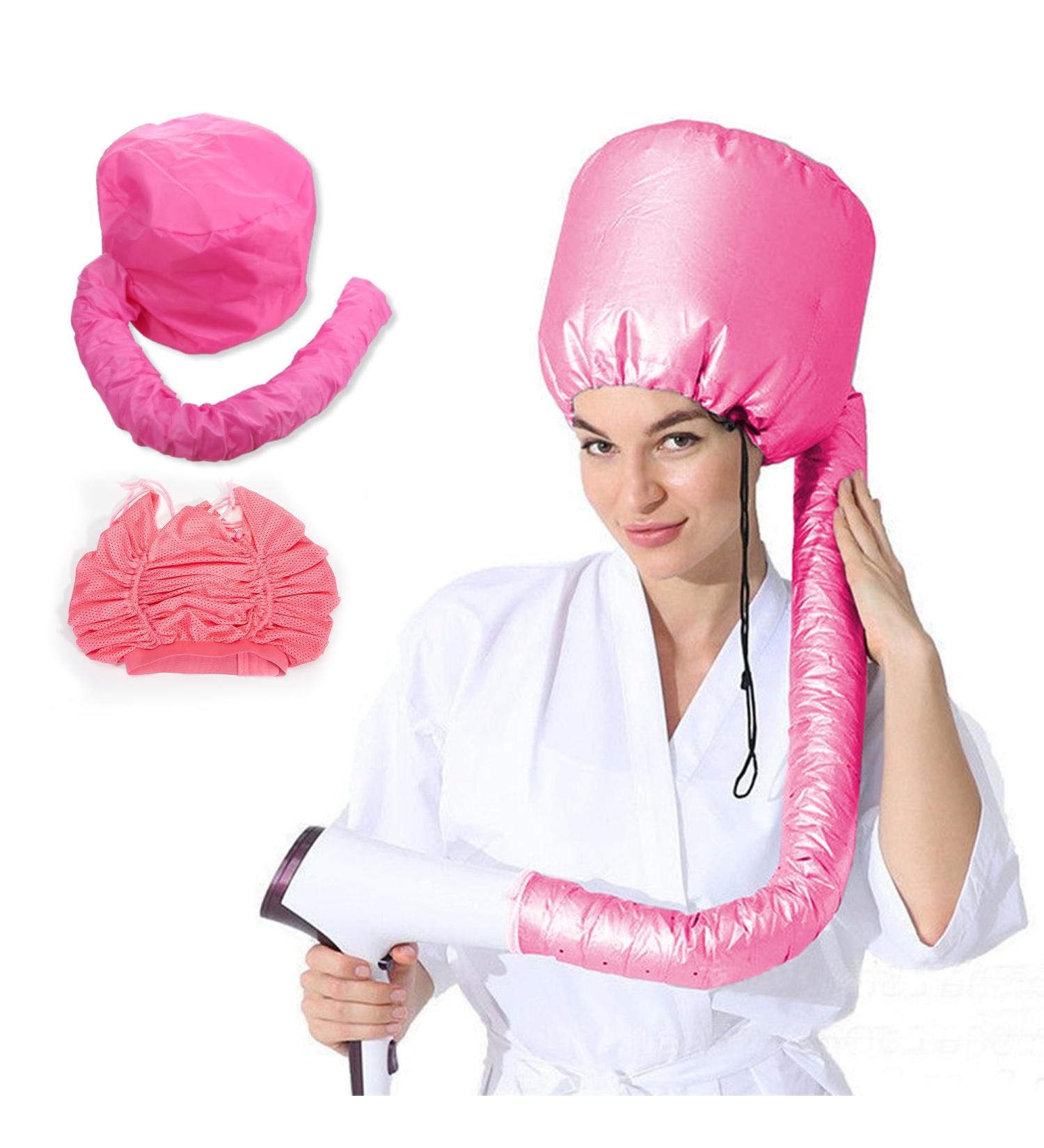 Hair Dryer Combo for Curly Hair - Adjustable Net Plopping Cap & Hooded Diffuser - All Hair Types - Pink - Buy Online on GoSupps.com