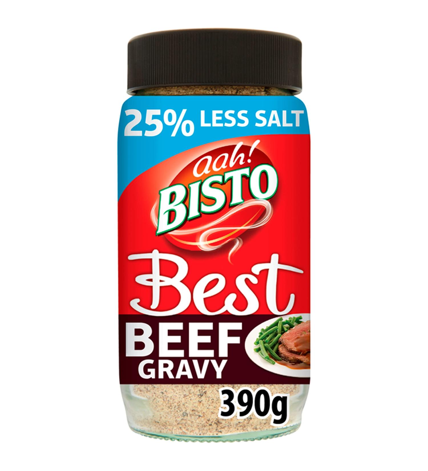 Bisto Best Reduced Salt Beef Gravy Granules 390g - Rich Flavour, Real Meat Juice - 1 Jar - Buy Online on GoSupps.com