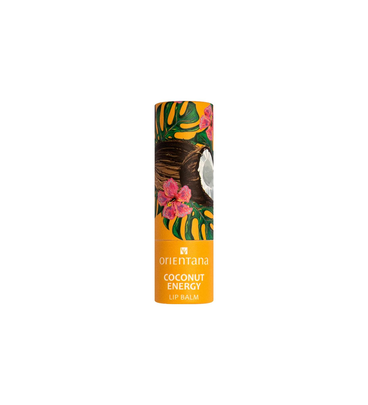 Orientana Coconut Energy Lip Balm - 98% Natural Vegan Care with Shea Butter & Vitamin E | Organic Moisturizer for Dry Lips - 4.2g - Buy Online on GoSupps.com