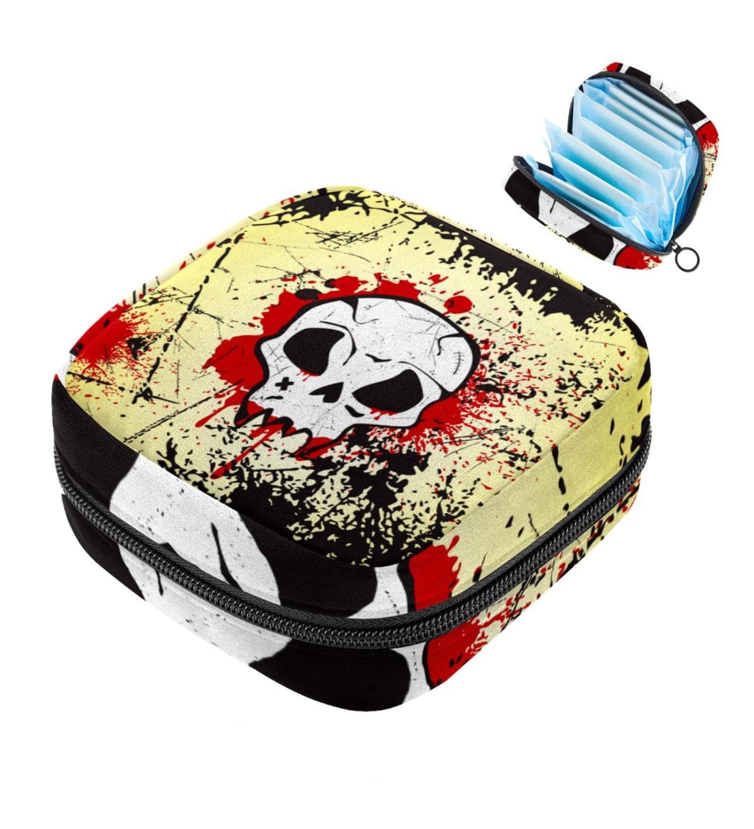 Portable Women's Binding-Up Bags | Grunge Skull Menstrual Cup & Tampon Pouches for Teens - Buy Online on GoSupps.com