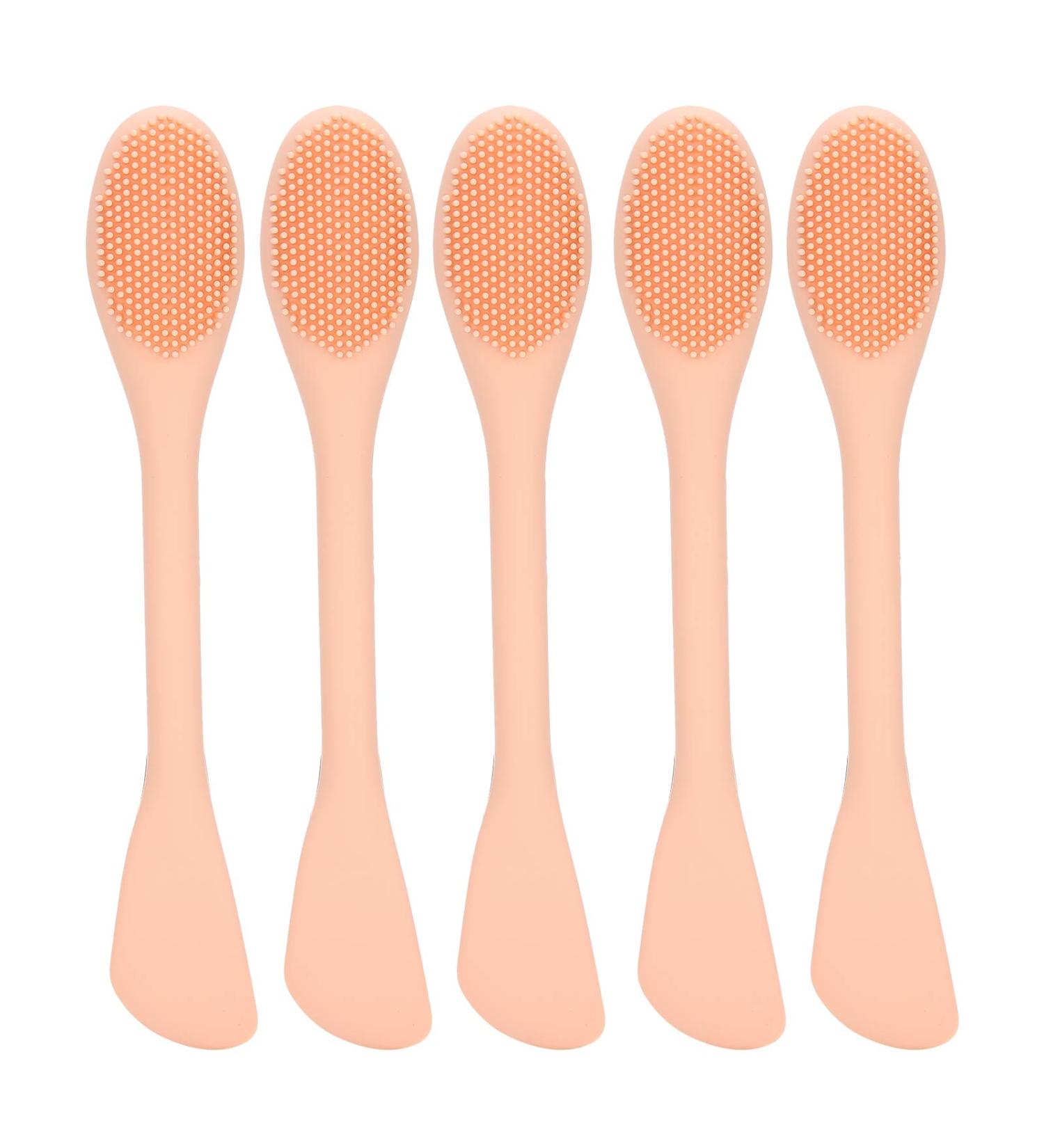 Qukaim DIY Mask Stick Silicone Facial Mask Brushes Face Cleaning Brush with Mix Mask Stick Skin-Care Tool Nude Pink 2 Heads - Buy Online on GoSupps.com