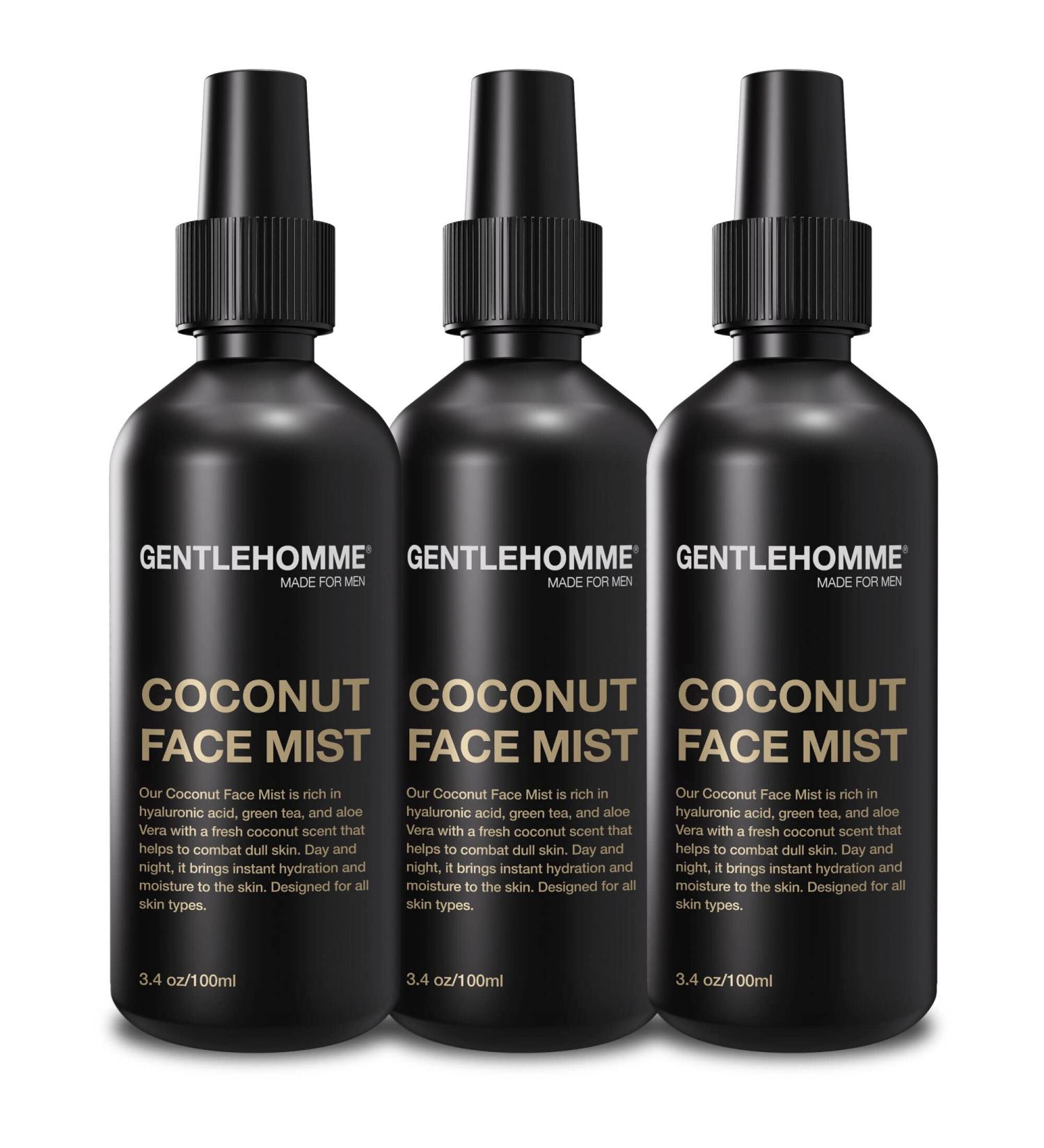 Gentlehomme - Coconut Face Mist - Men s Facial Spray - with Hyaluronic Acid, Aloe Vera & Green Tea - Refresh, Moisturize & Hydrate - Use Day & Night - Safe for All Skin Types - Vegan - 3.4oz - 3 Pack 1 Count (Pack of 3) - Buy Online on GoSupps.com