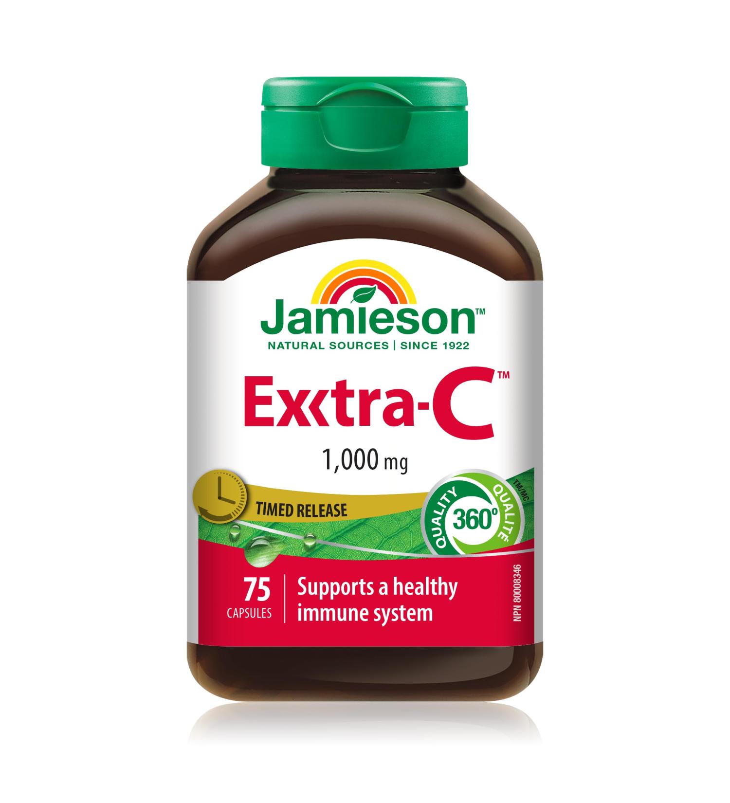 Jamieson Extra-C 1000mg 75 Vitamin-C Capsules - Buy Online on GoSupps.com