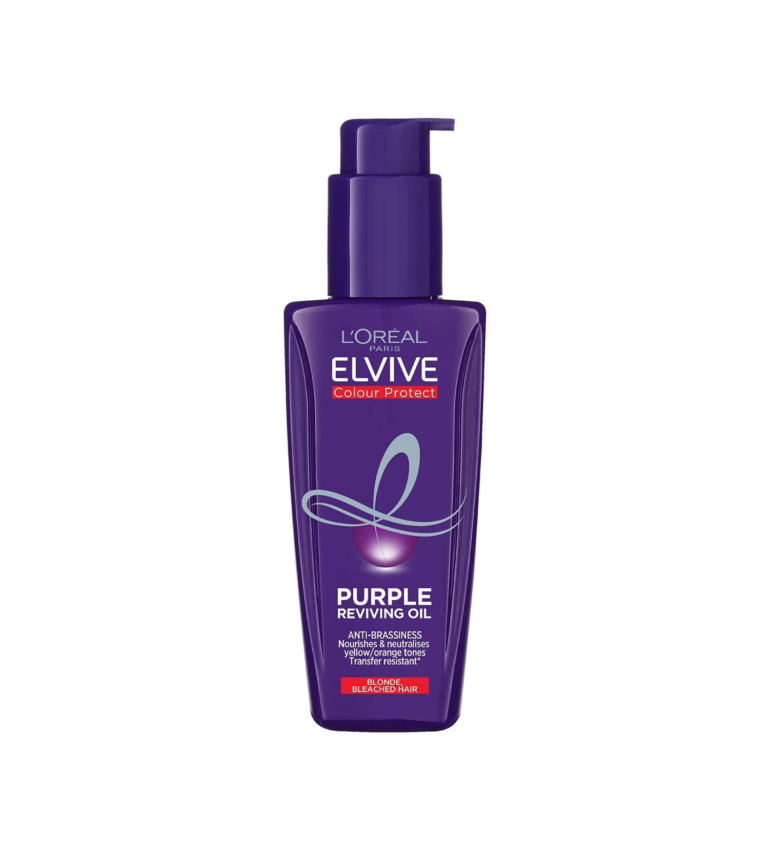 L'Oreal Paris Elvive Colour Protect Purple Anti-Brassiness Hair Oil For Highlighted Brunette Blonde & Grey Hair 100ml - Buy Online on GoSupps.com