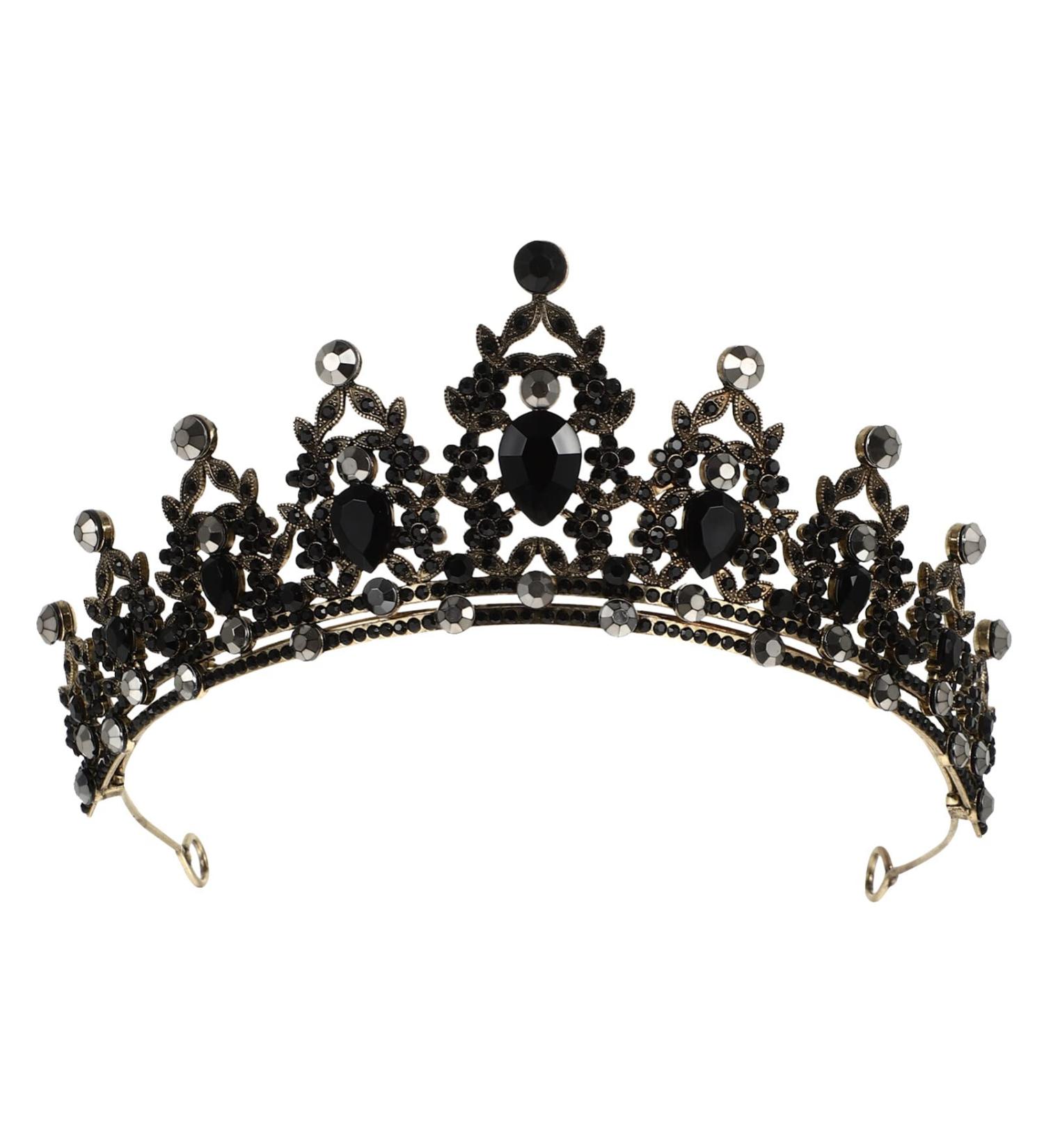 Shop Minkissy Vintage Baroque Crown | Strass Gemstone Tiara for Engagement & Wedding - Elegant Silver & Blue Hair Accessory - Buy Online on GoSupps.com