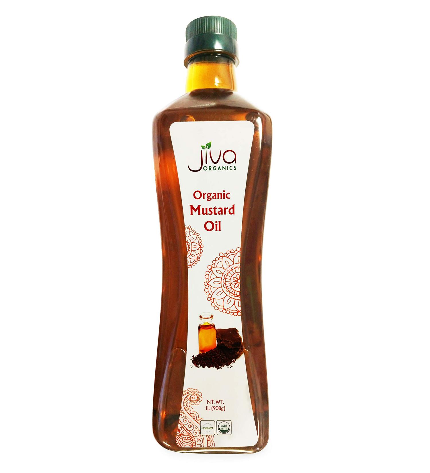 Jiva Organics Organic Mustard Oil 1L - Non-GMO Premium Cold Pressed 33.8 Fl Oz - Buy Online on GoSupps.com