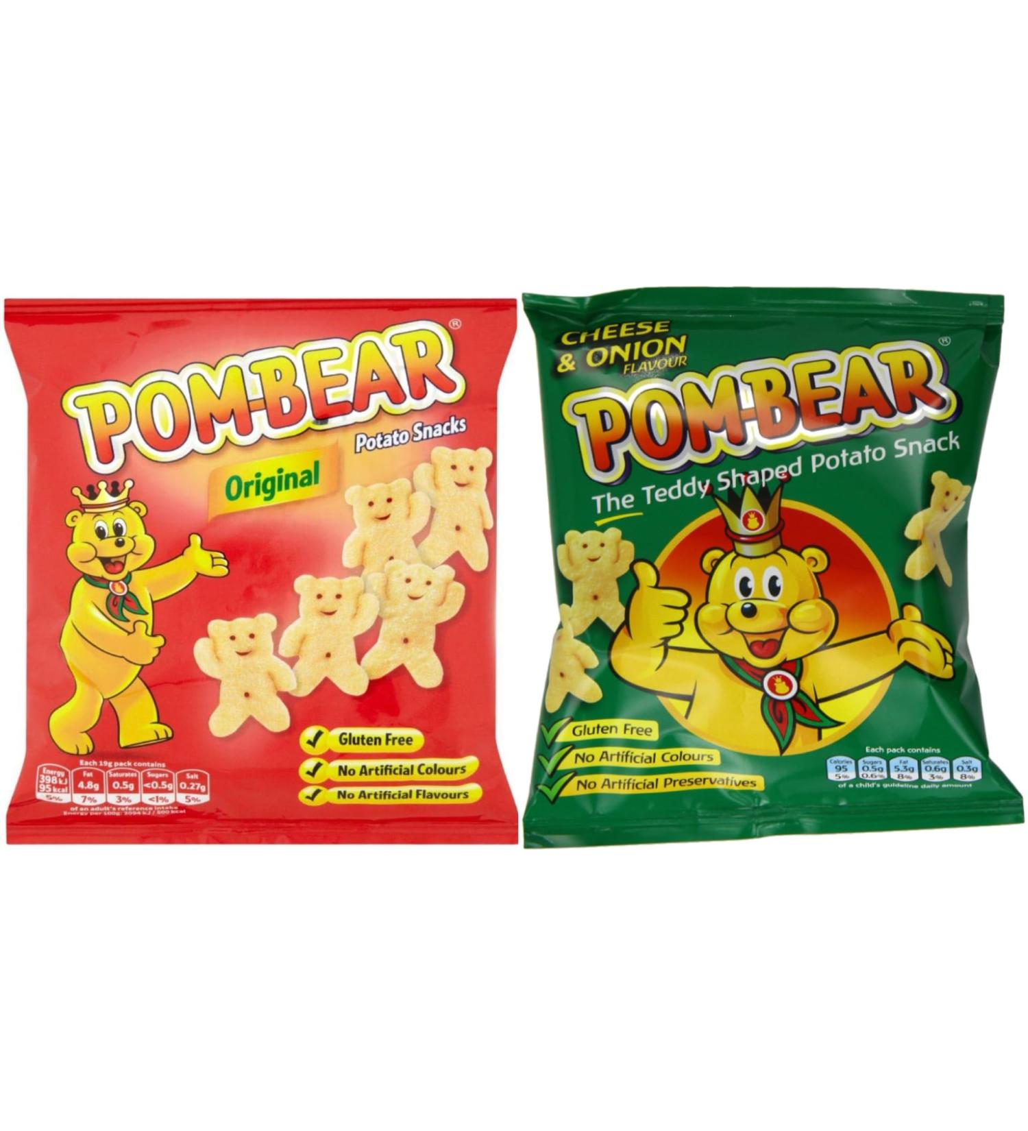 Pom Bear Bundle - Original and Cheese & Onion Crisps - 2 boxes / 36 x 19gm - Buy Online on GoSupps.com