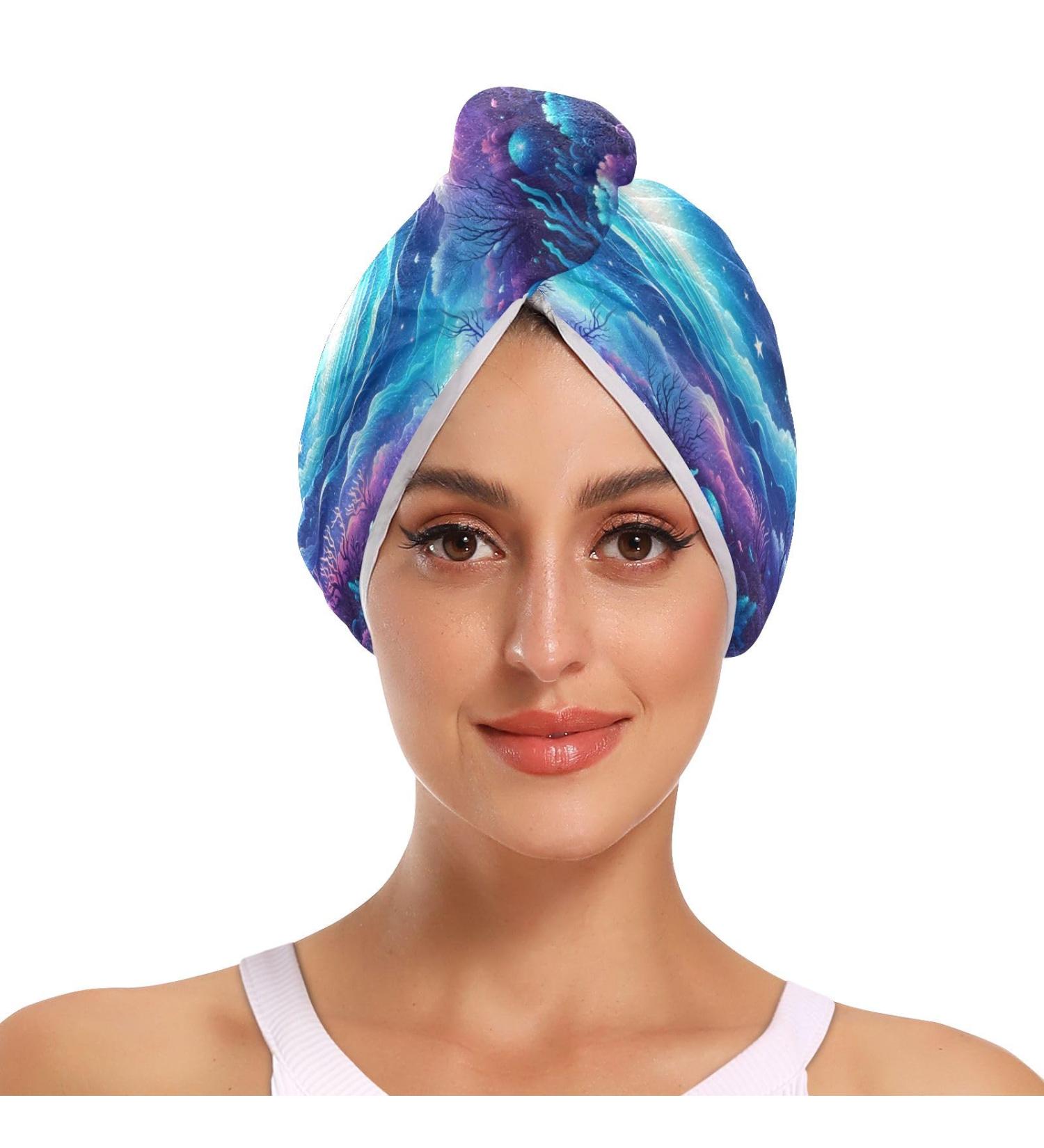 Buy Beautiful Underwater World Hair Towel 2 Pack - Super Absorbent Quick Dry Hair Turbans for Women & Girls - Buy Online on GoSupps.com