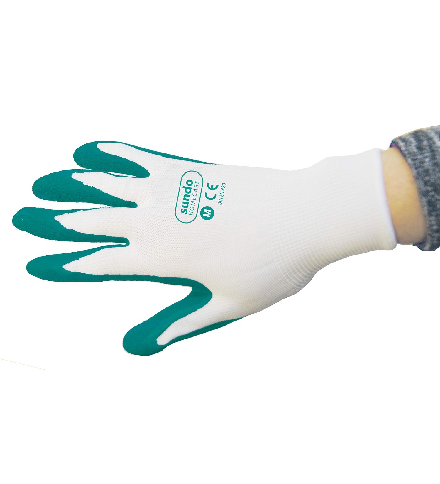 Special gloves size L for putting on compression stockings