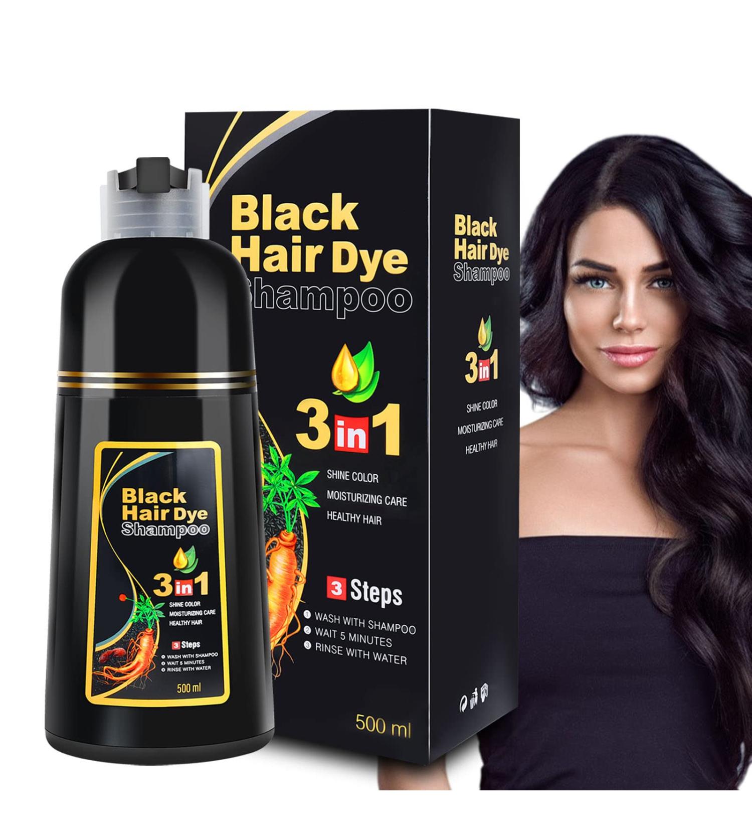 MEIDU Herbal Black Hair Dye Shampoo 3 in 1 for Men and Women - 500ML - Buy Online on GoSupps.com