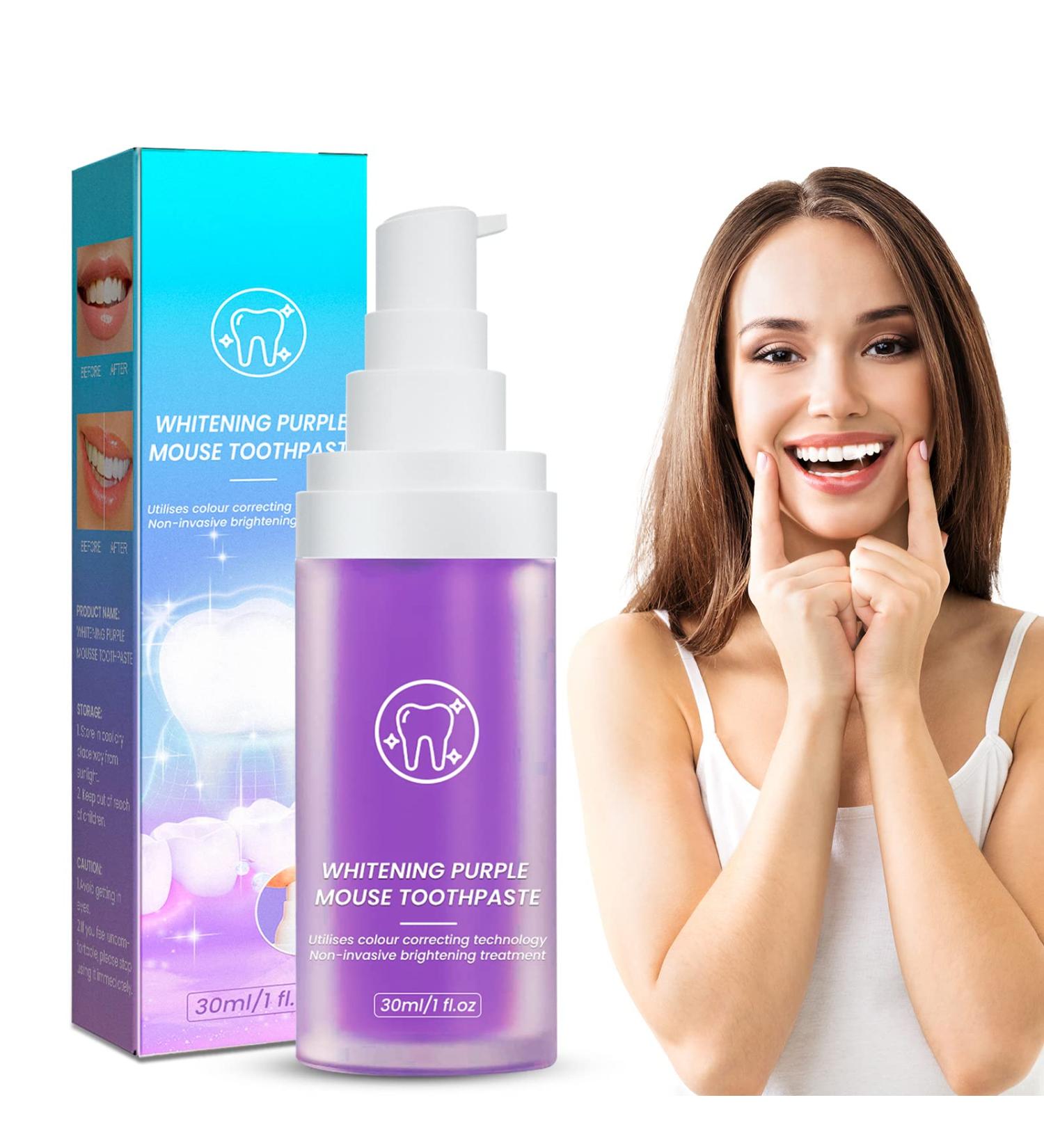 Purple Teeth Whitening Foam - Stain Removal & Colour Correcting Toothpaste - Buy Online on GoSupps.com