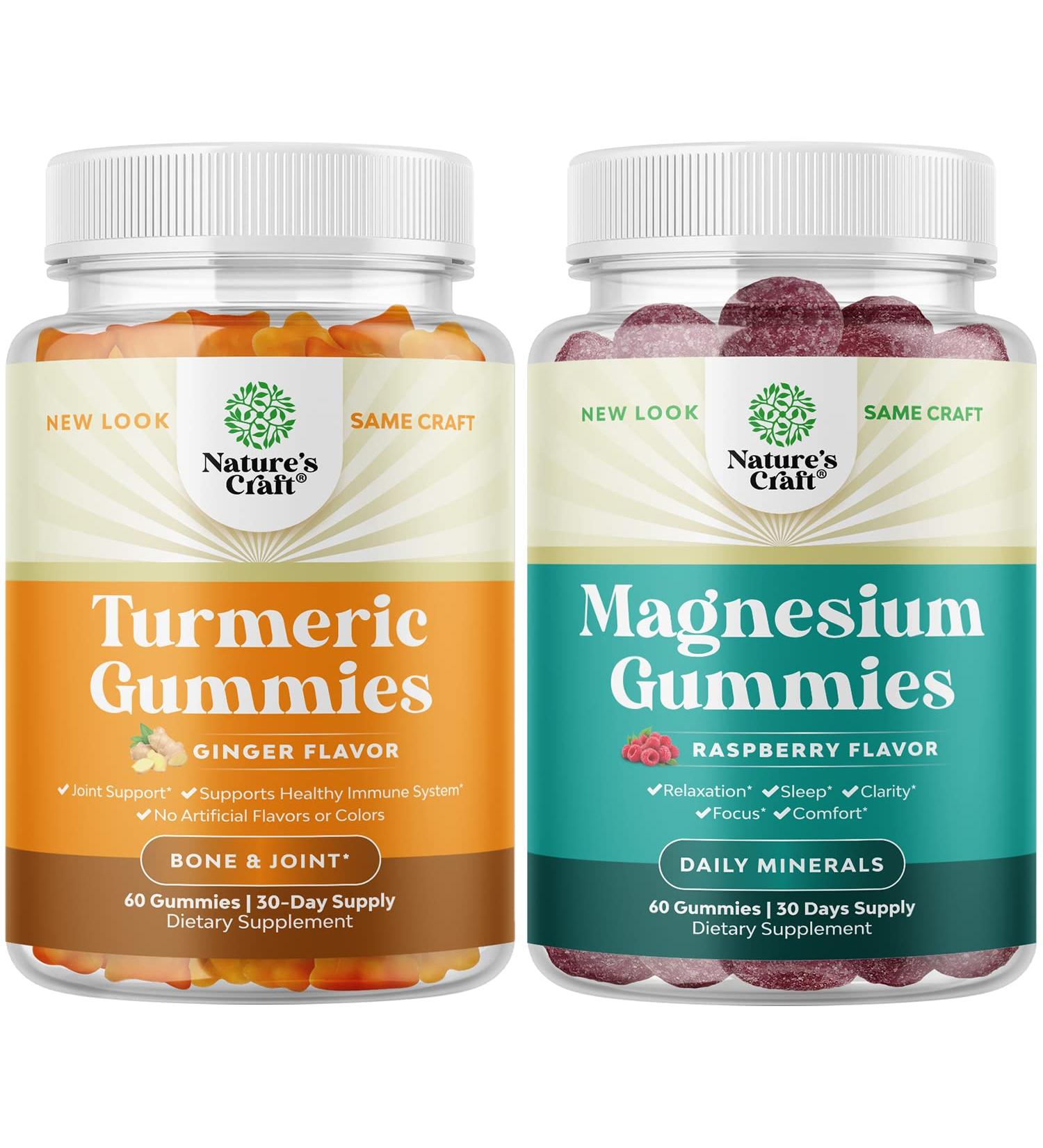 Turmeric Curcumin & Magnesium Citrate Immune Support Bundle - Joint & Calm Gummies for Adults - 170mg Strength - Buy Online on GoSupps.com