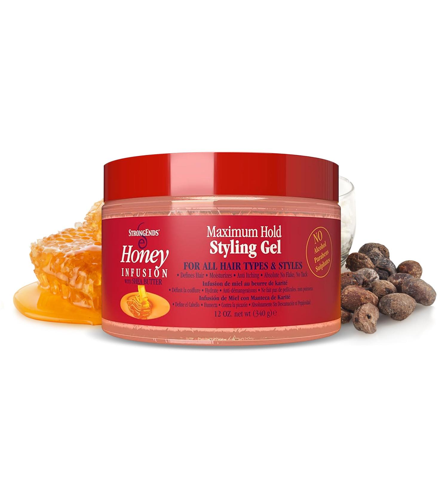 Maximum Hold Styling Gel with Honey & Shea - Moisturizing Hair Gel for All Hair Types No Flaking 12 oz | Ideal for Men & Women - Buy Online on GoSupps.com