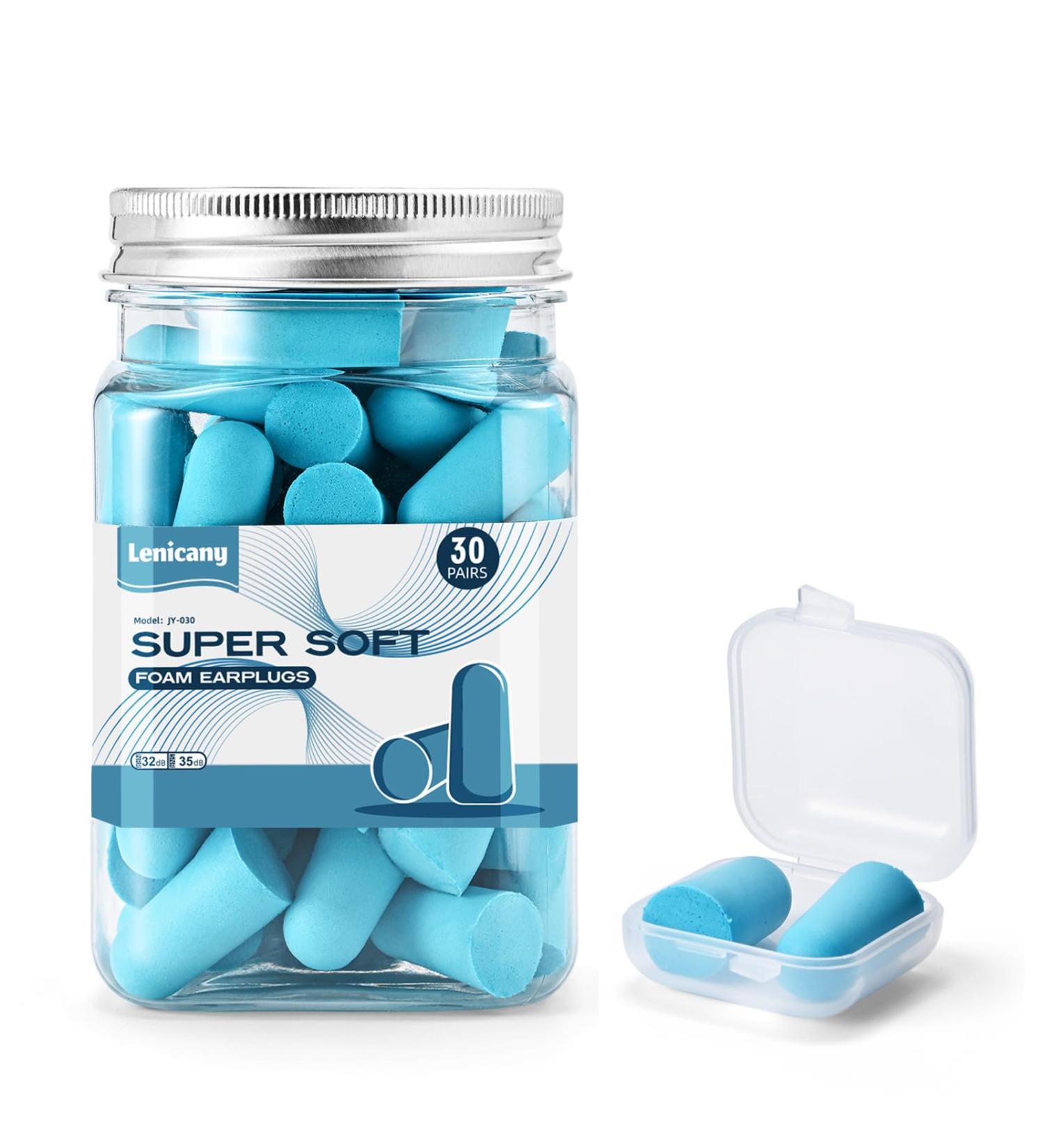 30 Pairs Soft Foam Ear Plugs - 32dB Noise Cancelling for Sleeping Concerts Shooting & Work - Hearing Protection (Blue - Buy Online on GoSupps.com
