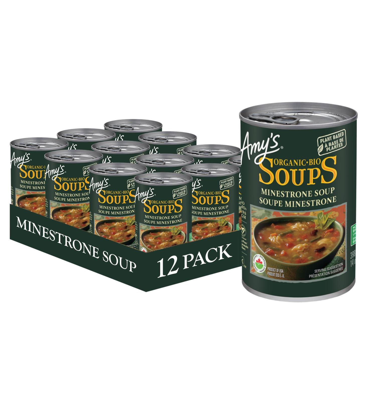 Amy s Kitchen Organic Minestrone Soup Vegan Dairy-Free Lactose-Free Soy-Free Corn-Free Tree Nut-Free Kosher Plant-Based 12-pack (398ml per can) - Buy Online on GoSupps.com
