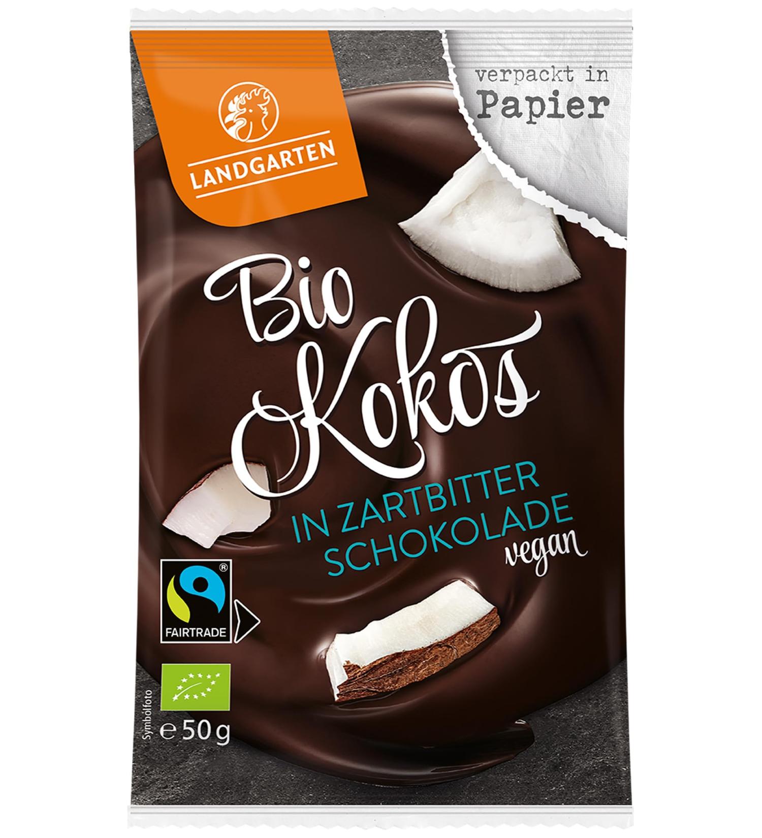 Buy Landgarten Vegan Organic Coconut in Dark Chocolate - 50g Pack | Delicious & Guilt-Free Treat - Buy Online on GoSupps.com
