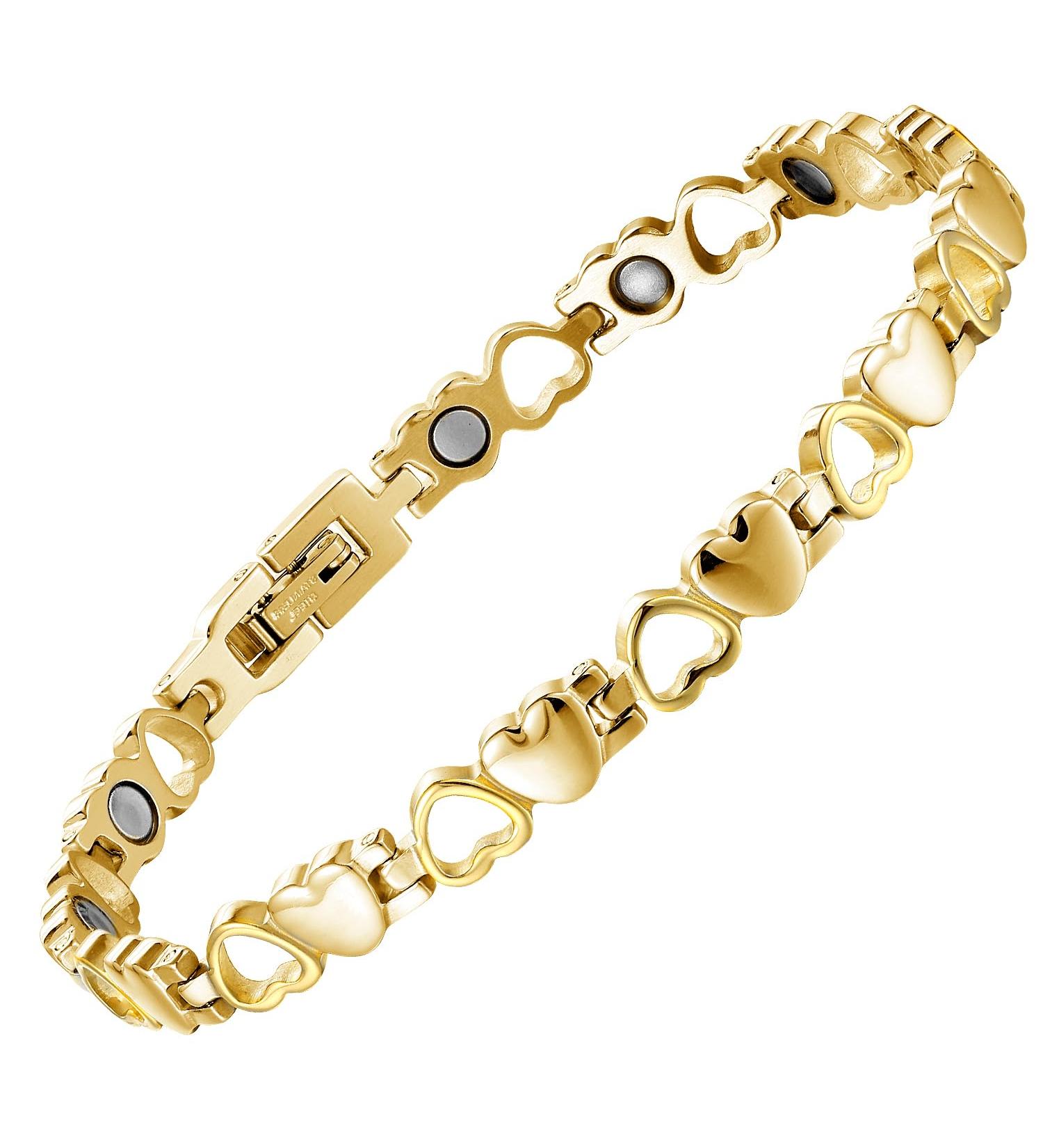 BioMag Heart-Shaped Magnetic Bracelet for Women - Titanium Steel - Strong Magnets - Gold Color - Buy Online on GoSupps.com