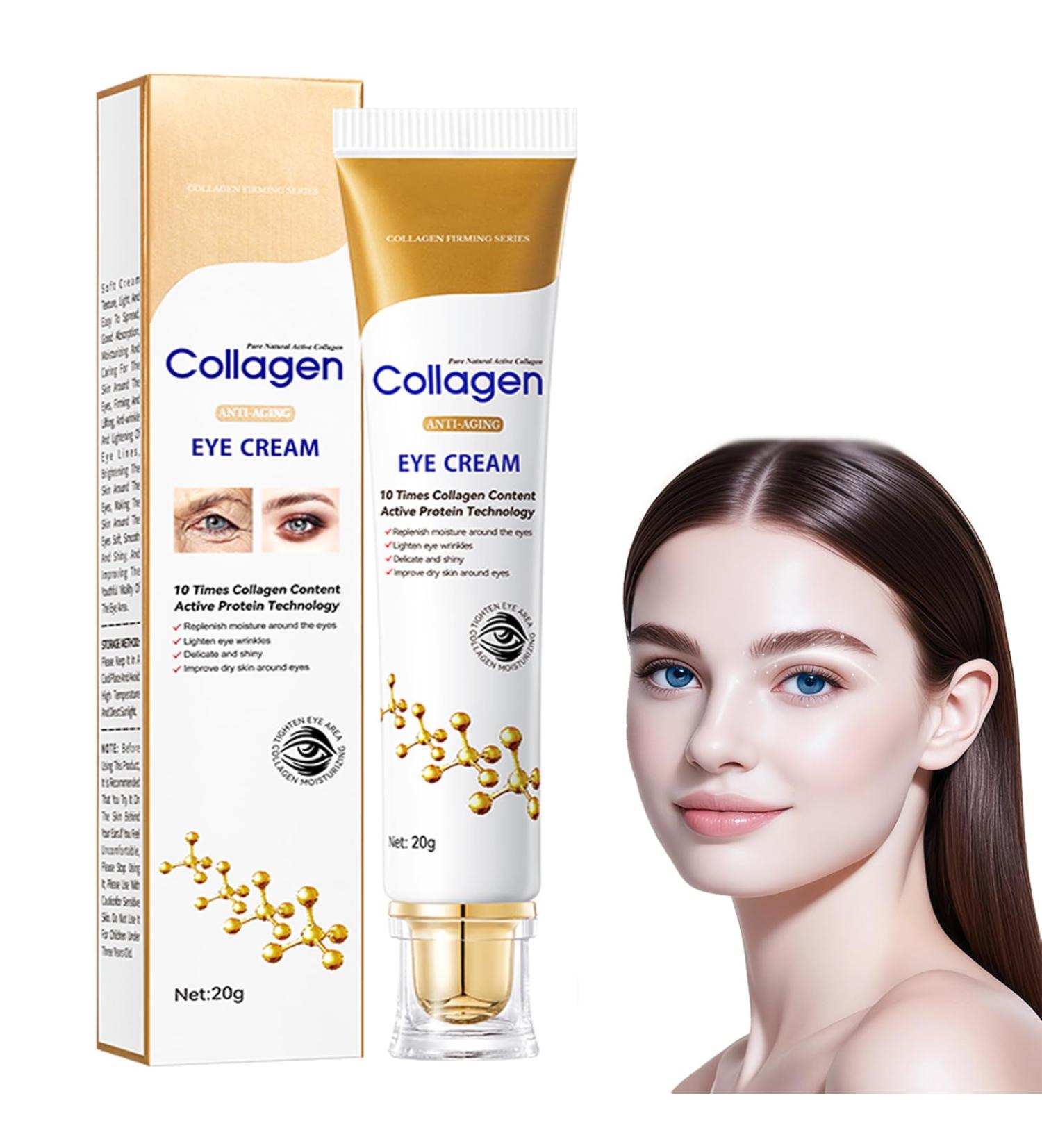 EHIOG Collagen eye cream antiaging against wrinkles dark circles and swelling firming eye care for tired skin smoothes eye wrinkles 20 g - Buy Online on GoSupps.com