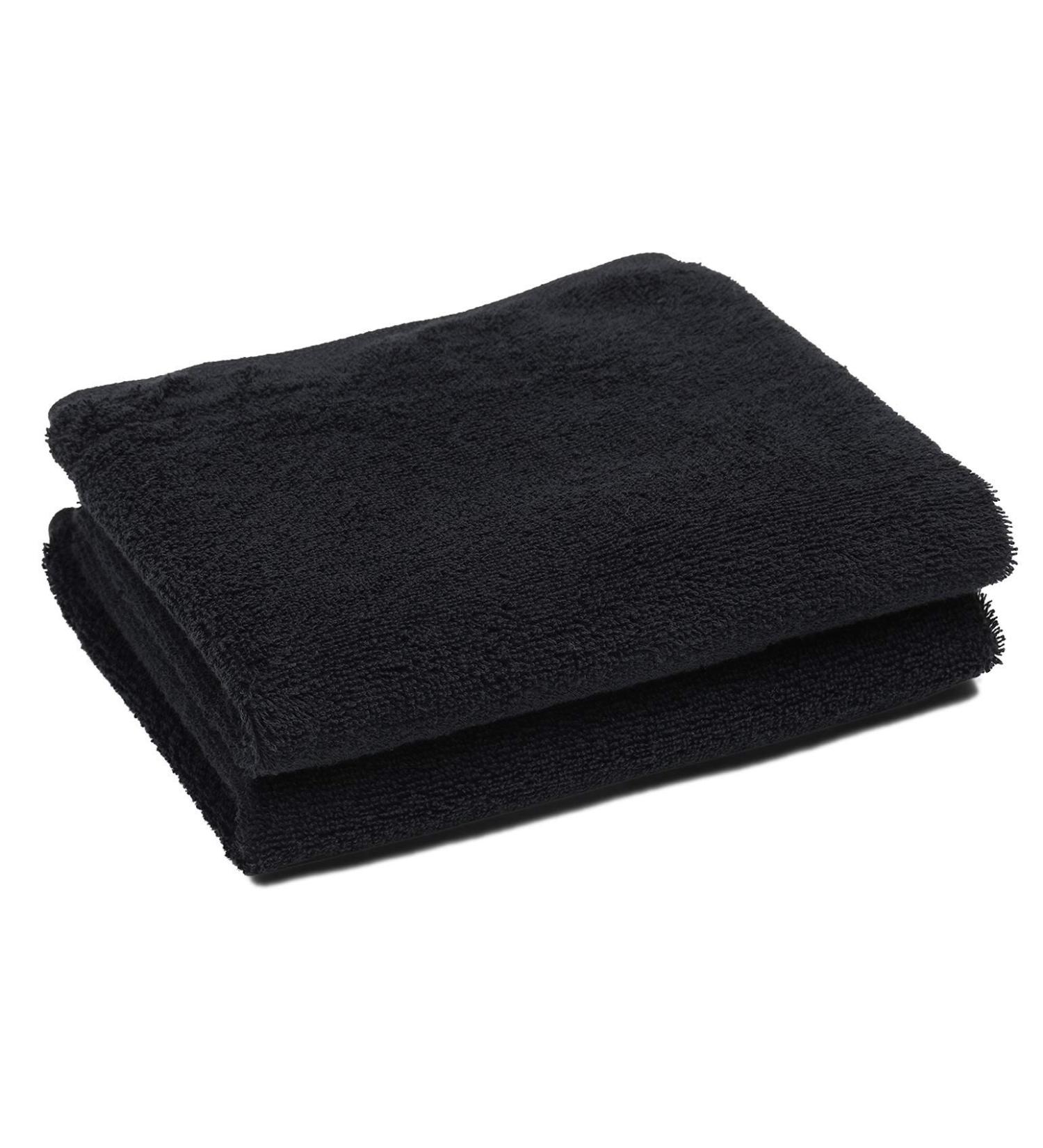 PERFEHAIR Black Salon Towels 2-Pack - 16x27 Inches for Barber, Gym, Bath, Spa - Cotton Hand Towel for Shaving and Shampoo - Black - Buy Online on GoSupps.com