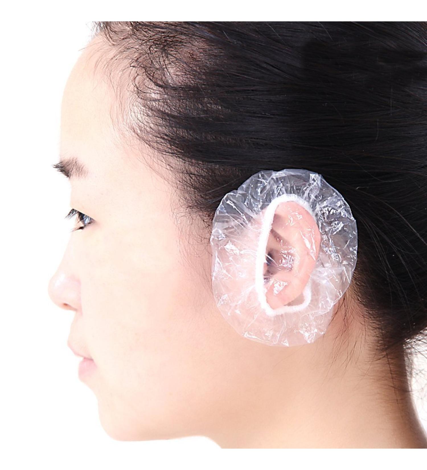 100pcs Disposable Waterproof Ear Covers - Salon Ear Protector Caps for Shower & Hair Dyer - Clear - Buy Online on GoSupps.com