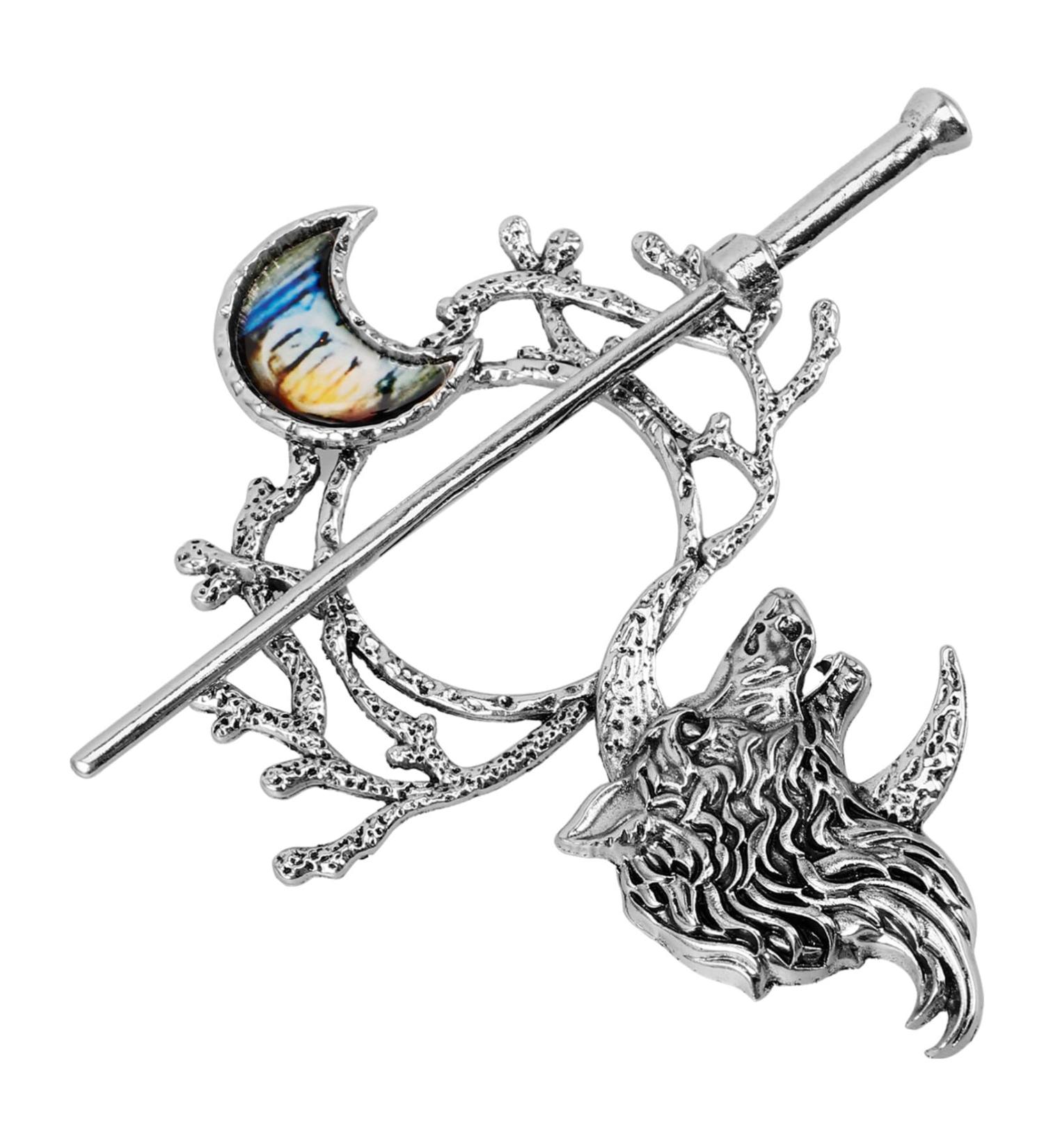 minkissy Viking Wolf Moon Hair Clips: Vintage Celti-c Knot Shawl Hairpins Retro Silver Alloy Viking Hair Barrette Hair Sticks for Women Girls Birthday Jewelry Accessories - Buy Online on GoSupps.com