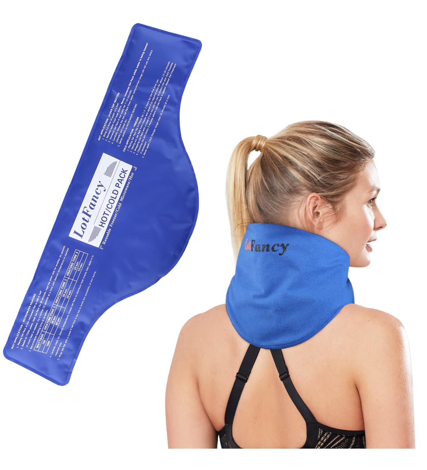 LotFancy Neck Ice Pack Wrap - Hot Cold Therapy for Shoulders & Cervical - Medical Cooling Gel Pack for Pain Relief - 21x7.25 Inch - Buy Online on GoSupps.com