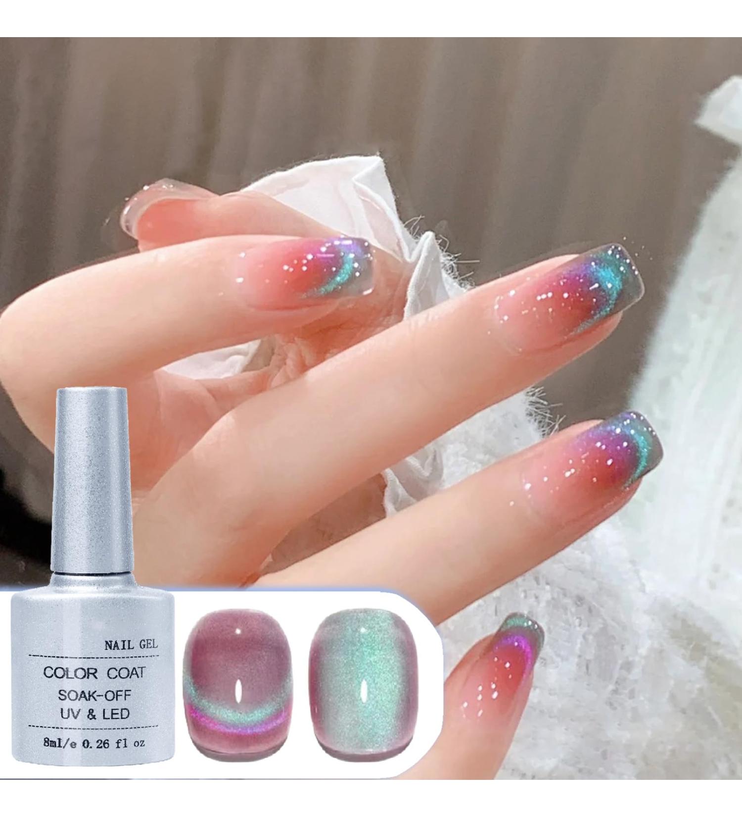 Cat Eye Gel Nail Polish Double Illusion Glitter Magnet Glitter Nail Gel Polish Auroras Shining Gel Nail Gel Cat Eye Pearl Shell Sparkle Gel Nail Polish Soak Off UV Led Gel Nail Polish (02#) - Buy Online on GoSupps.com