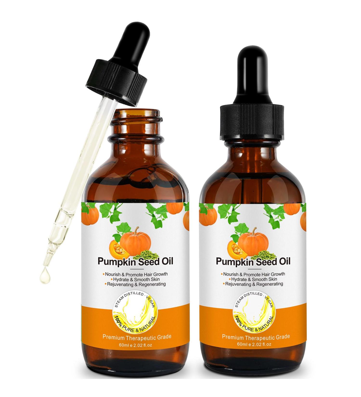 Smddx Pumpkin Seed Oil 60ml*2 Organic Pumpkin Seed For Healthier Hair And Beard Growth 100% Pure Essential Oil Perfect For Hydrating & Repairing Dry Damaged Hair Hair Loss Treatment - Buy Online on GoSupps.com