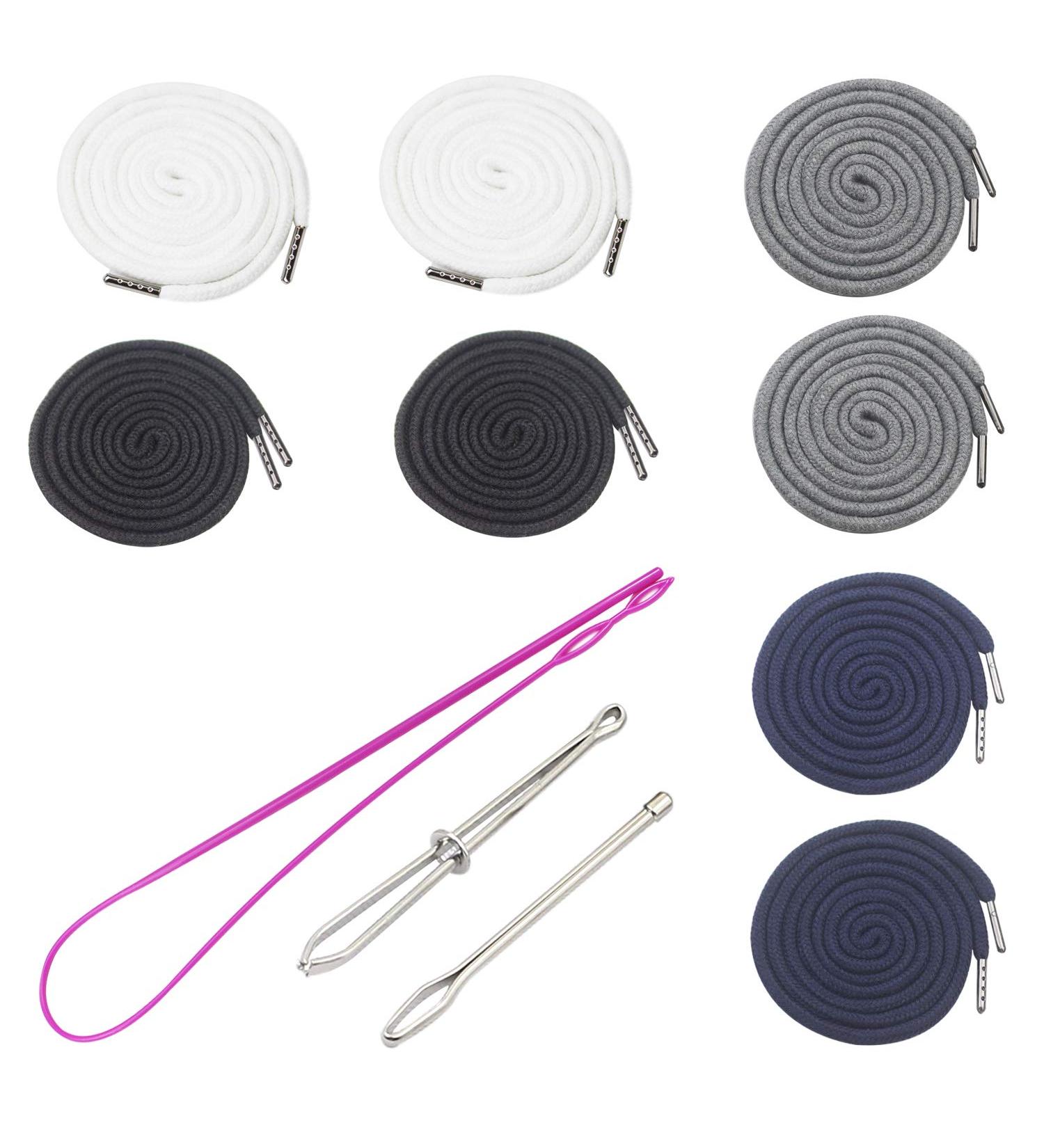 8pc Drawstring Cord Replacement Set for Sweatpants, Shorts, Jackets - Easy Threaders Included - Buy Online on GoSupps.com