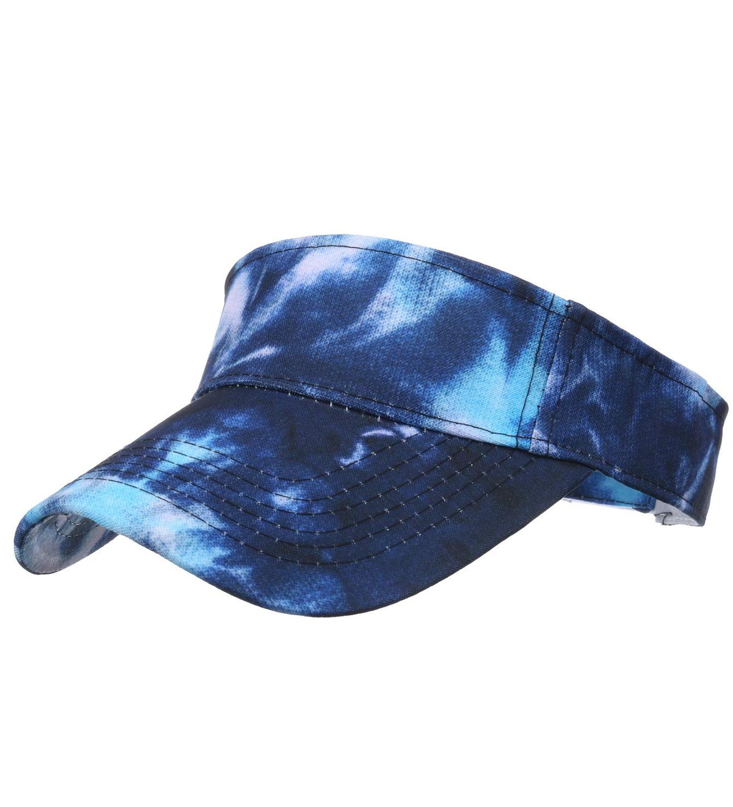 Unisex Tie Dye Lightweight Visor Cap with Sweatband for Running & Outdoor Activities - Navy - Buy Online on GoSupps.com