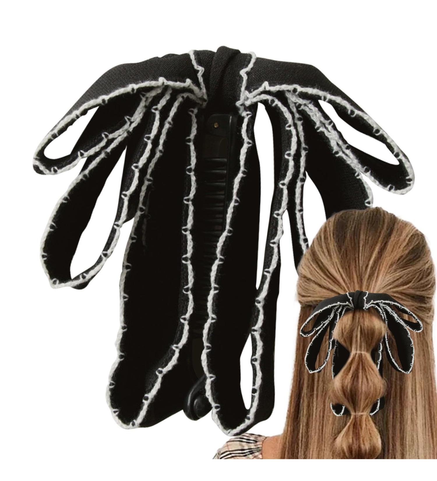 Horsetail Banana Clip Bowknot Banana Hairpin for Women Multi-Functional Hair Shaping Tool for Applying Makeup Indoors Outdoor Parties Washing Your Face Exercising Bathing Black - Buy Online on GoSupps.com