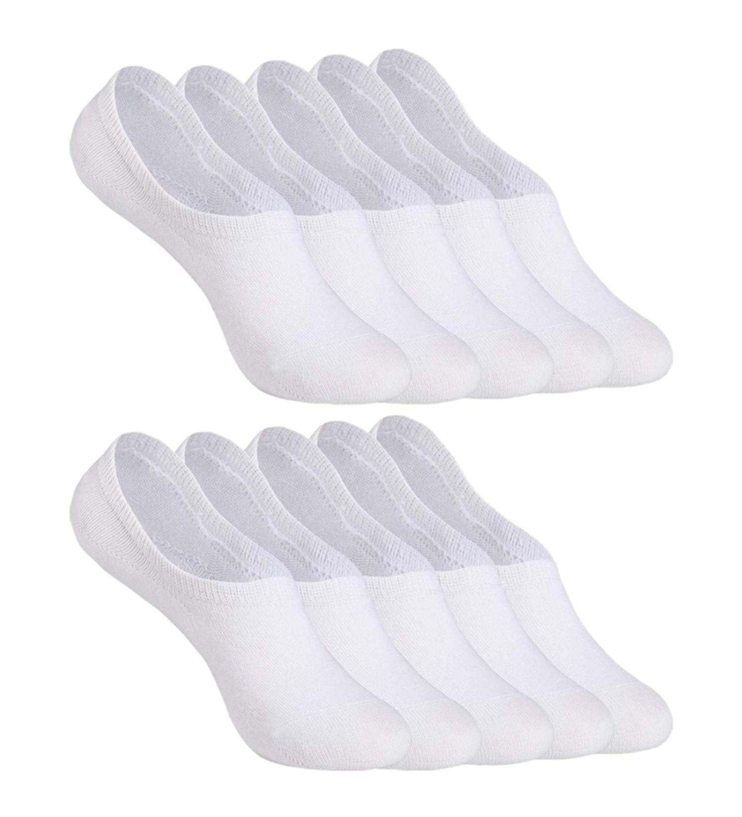 YouChan Invisible Sneaker Socks - 10 Pairs Anti-Slip Footy No Show Socks for Men & Women Big Silicone Pad Size 43-46 White - Buy Online on GoSupps.com