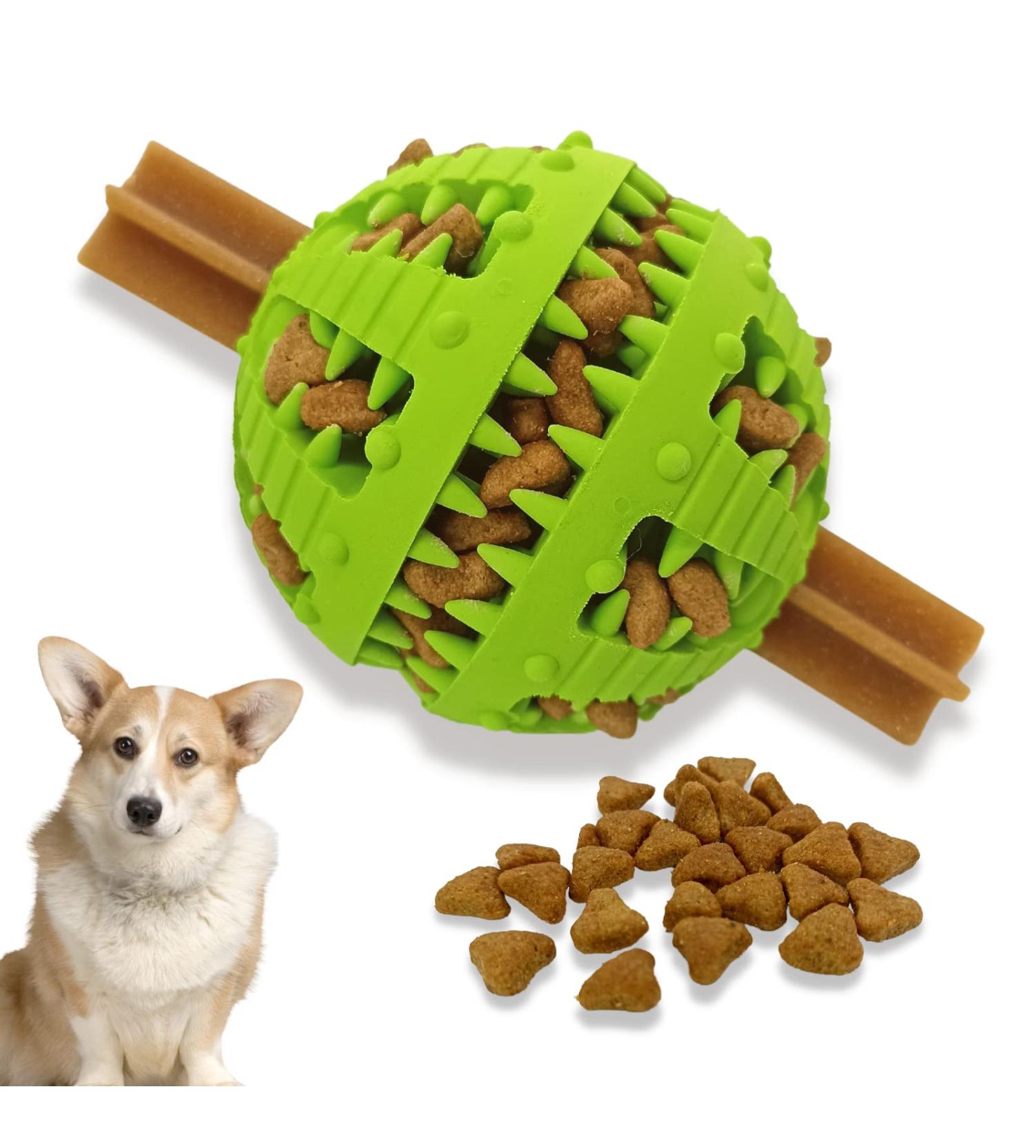 Pawsonly Dog Ball for Small & Big Dogs | Natural Rubber Feeding & Dental Care Toy | Puppy Intelligence Ball (6 cm Green) - Buy Online on GoSupps.com